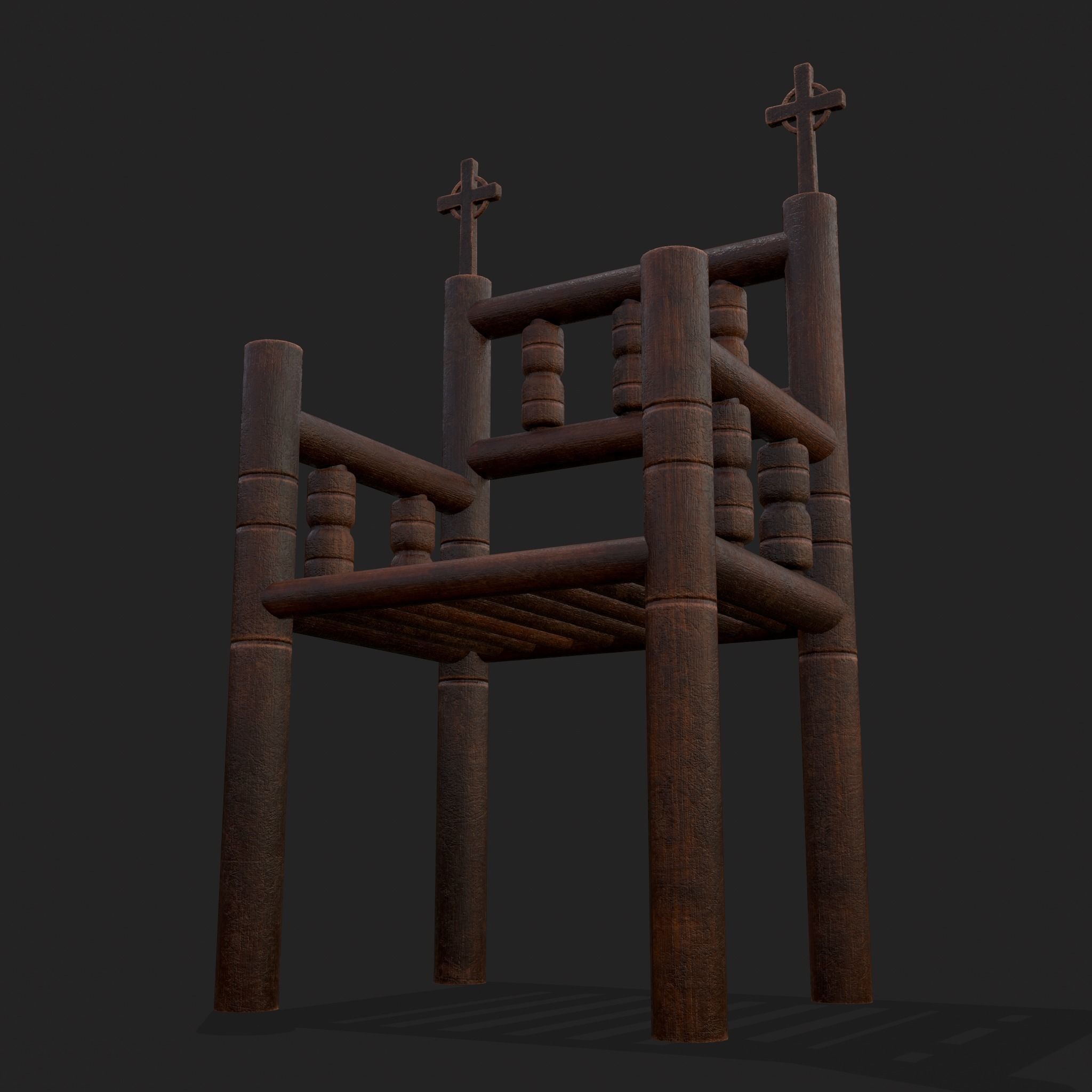 Elegant Cross Chair Low-poly 3D model_3
