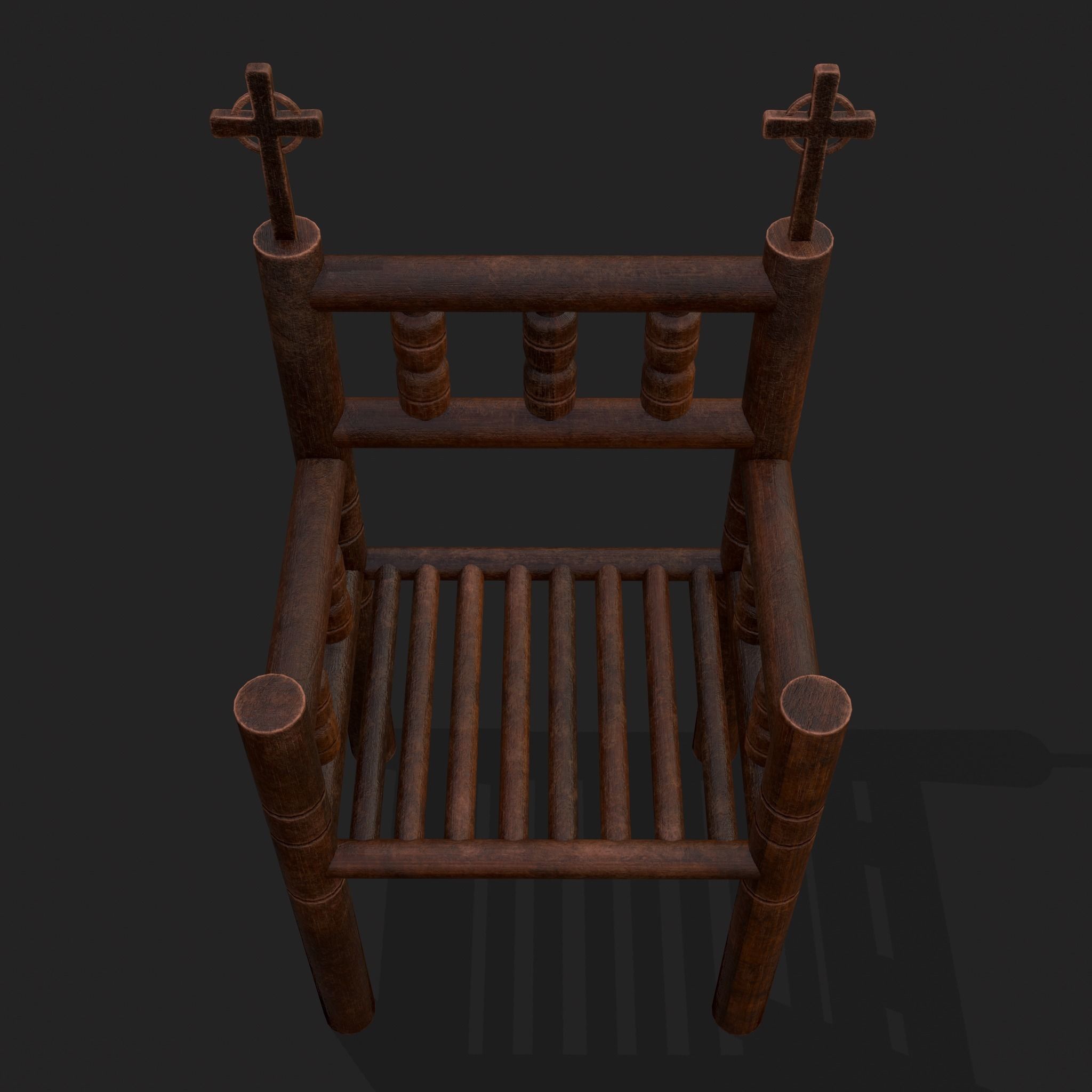 Elegant Cross Chair Low-poly 3D model_17
