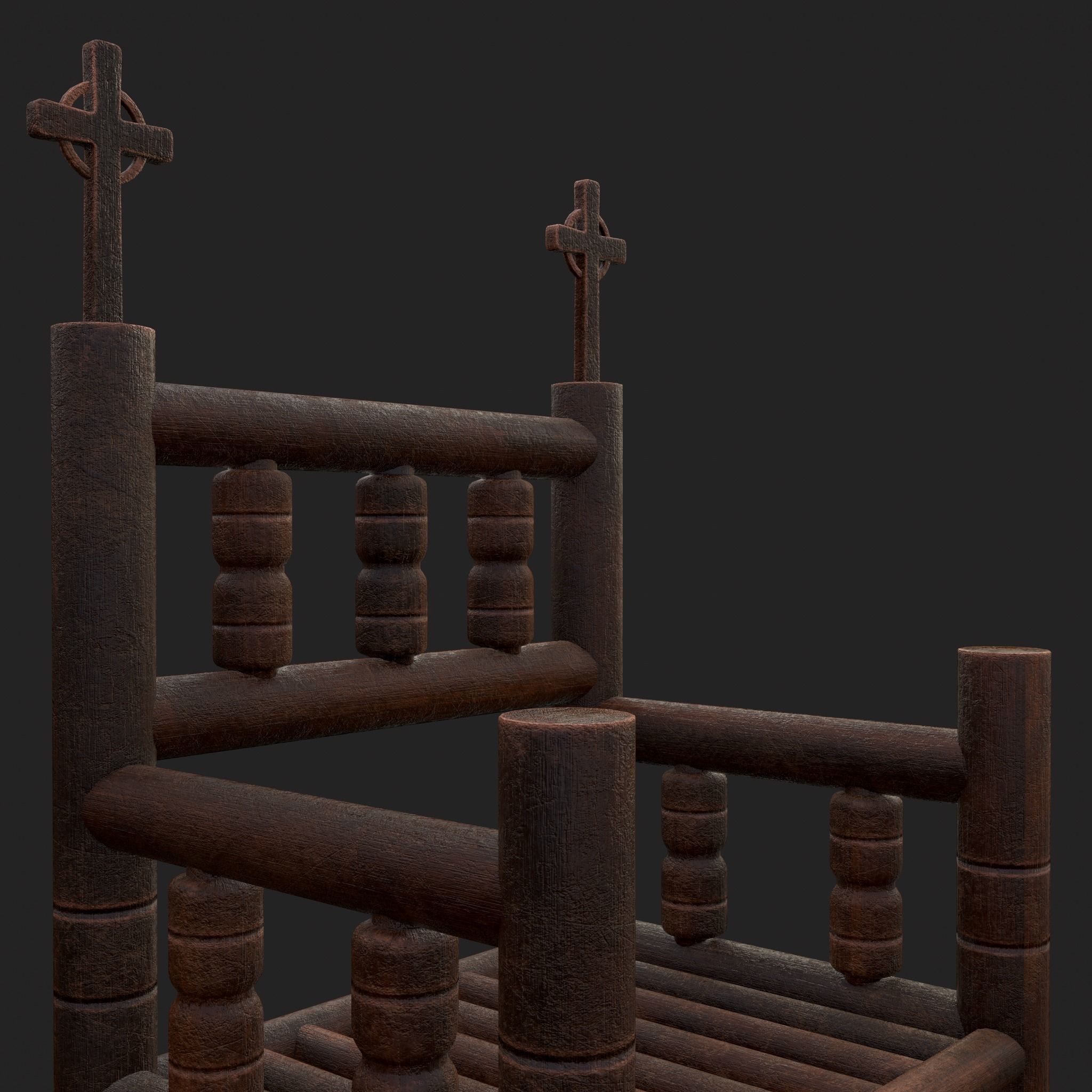 Elegant Cross Chair Low-poly 3D model_13