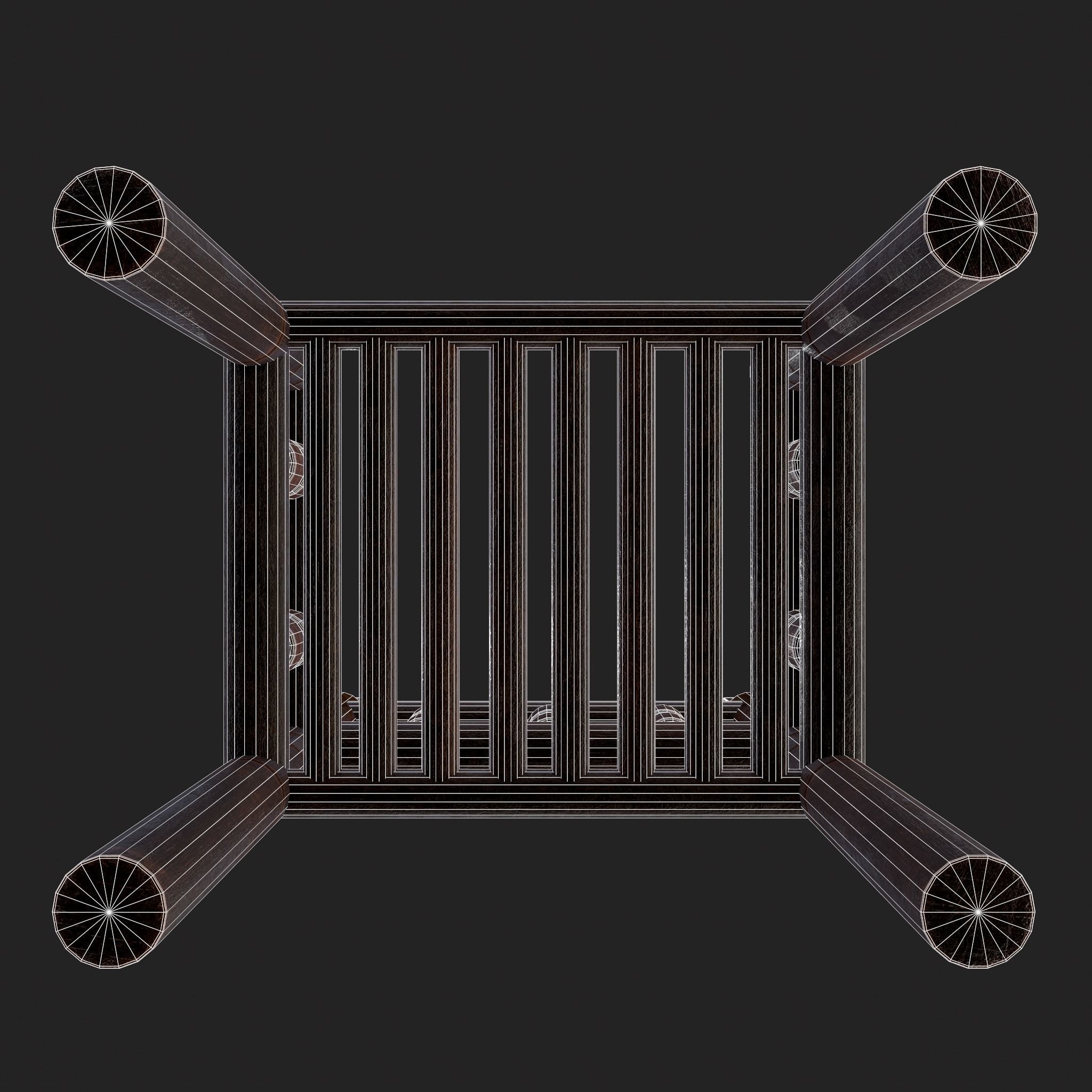 Elegant Cross Chair Low-poly 3D model_16