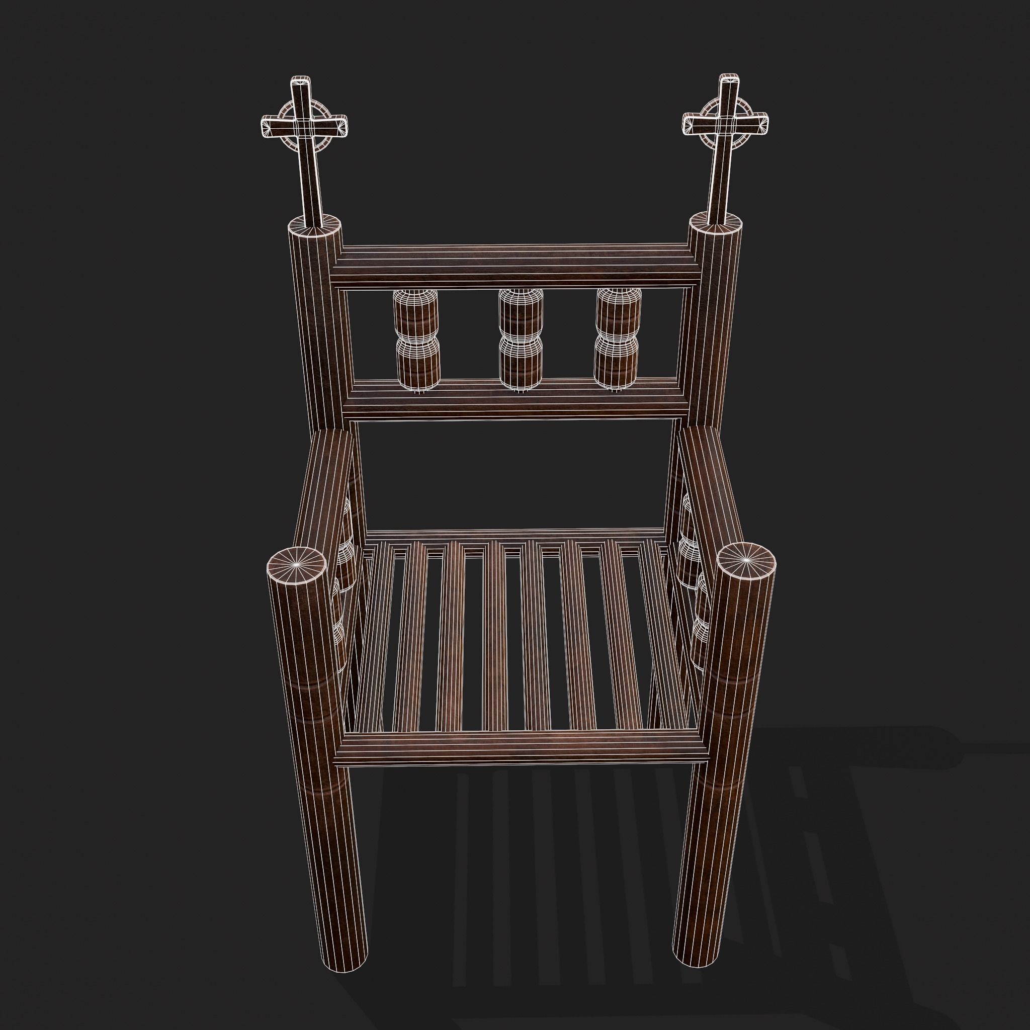 Elegant Cross Chair Low-poly 3D model_6
