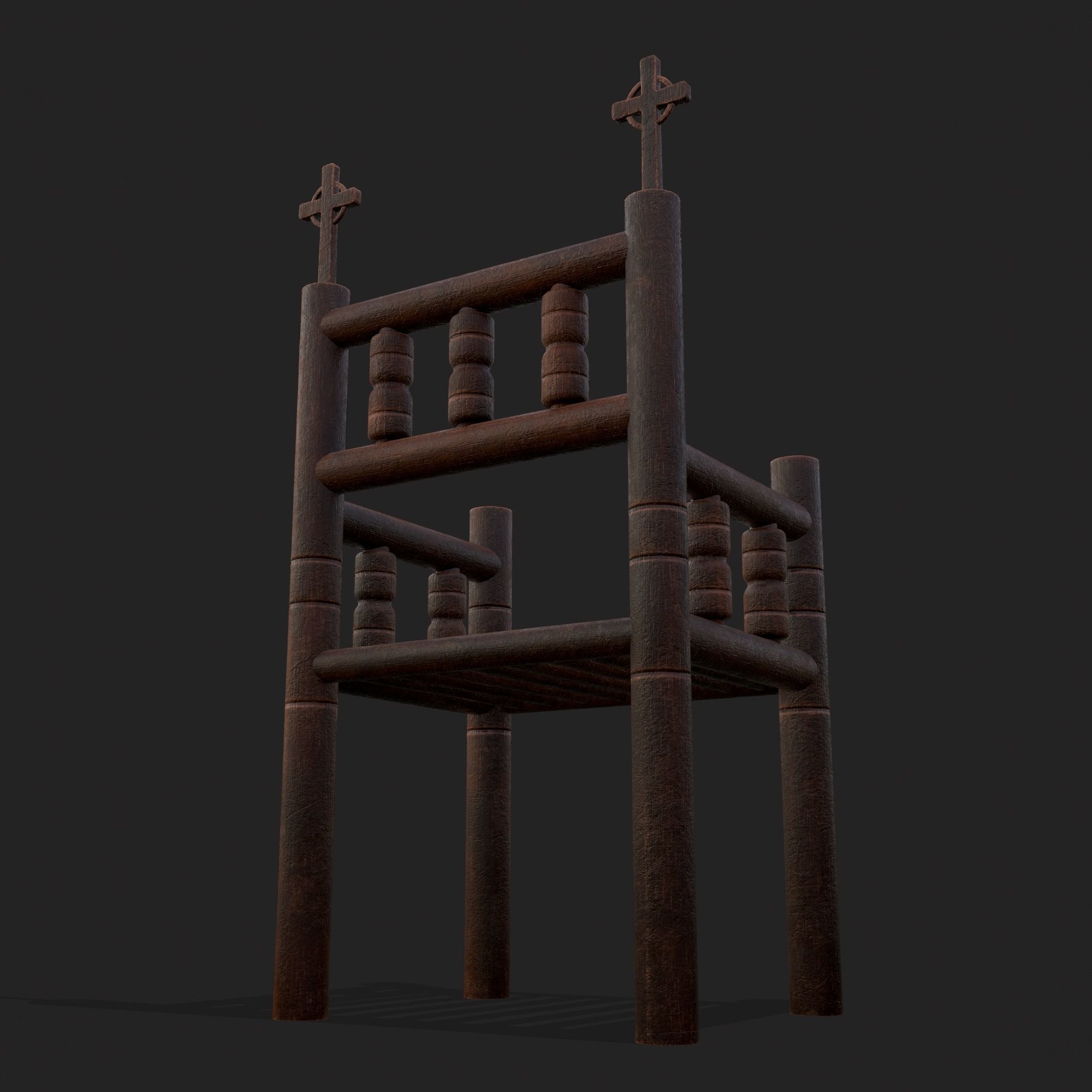 Elegant Cross Chair Low-poly 3D model_22