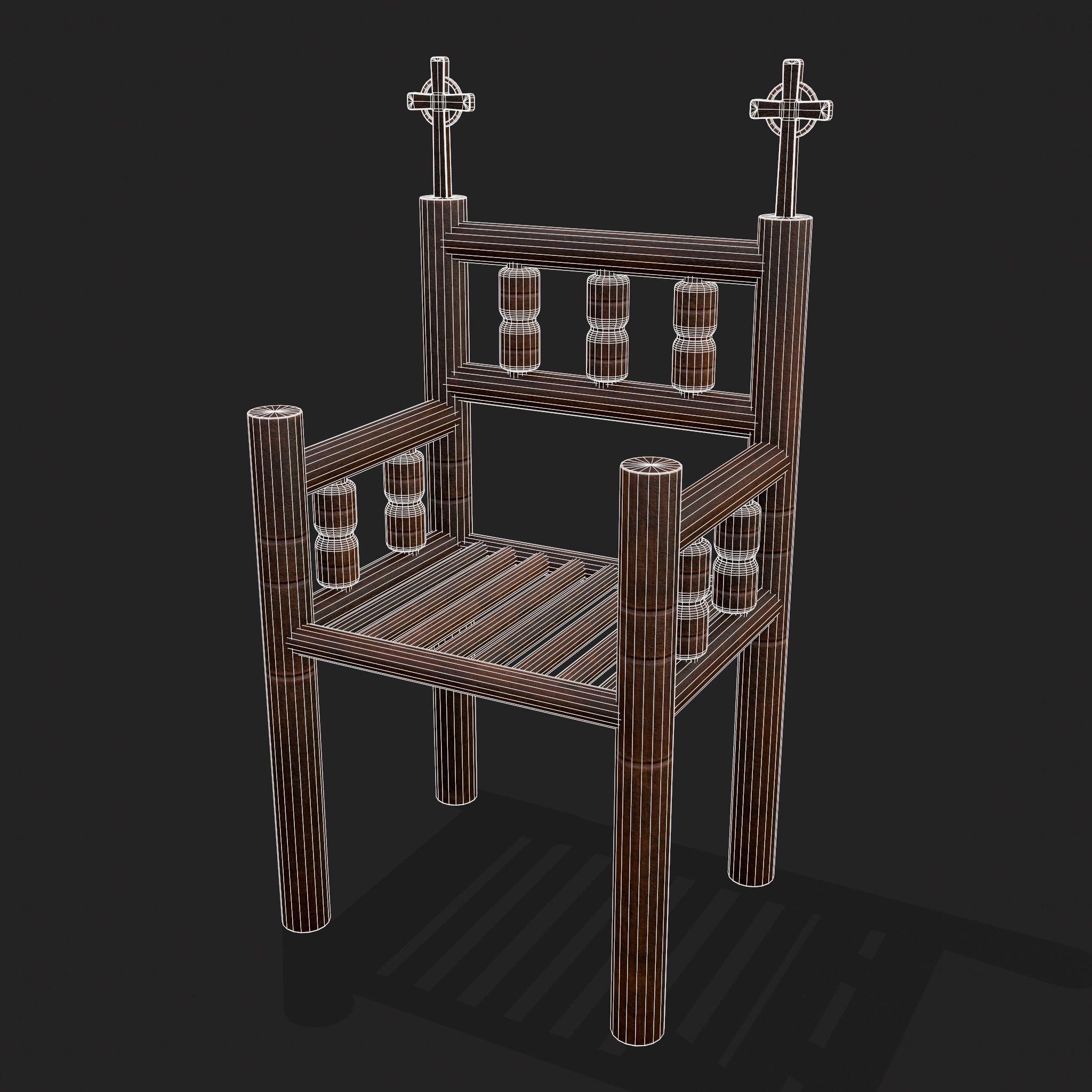 Elegant Cross Chair Low-poly 3D model_23
