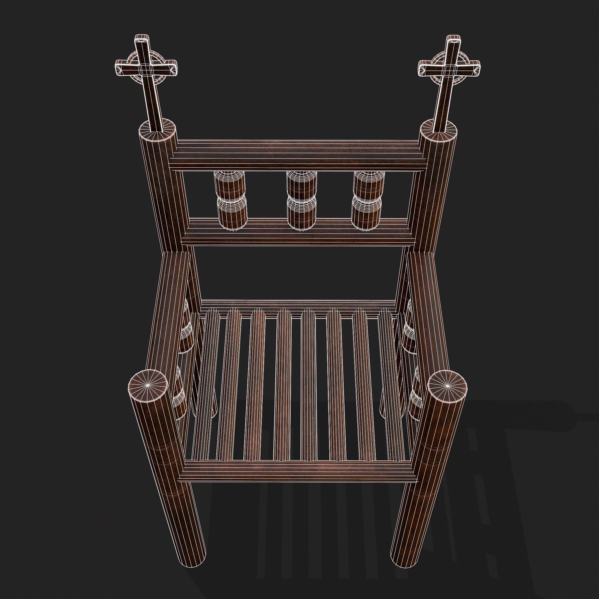 Elegant Cross Chair Low-poly 3D model_18