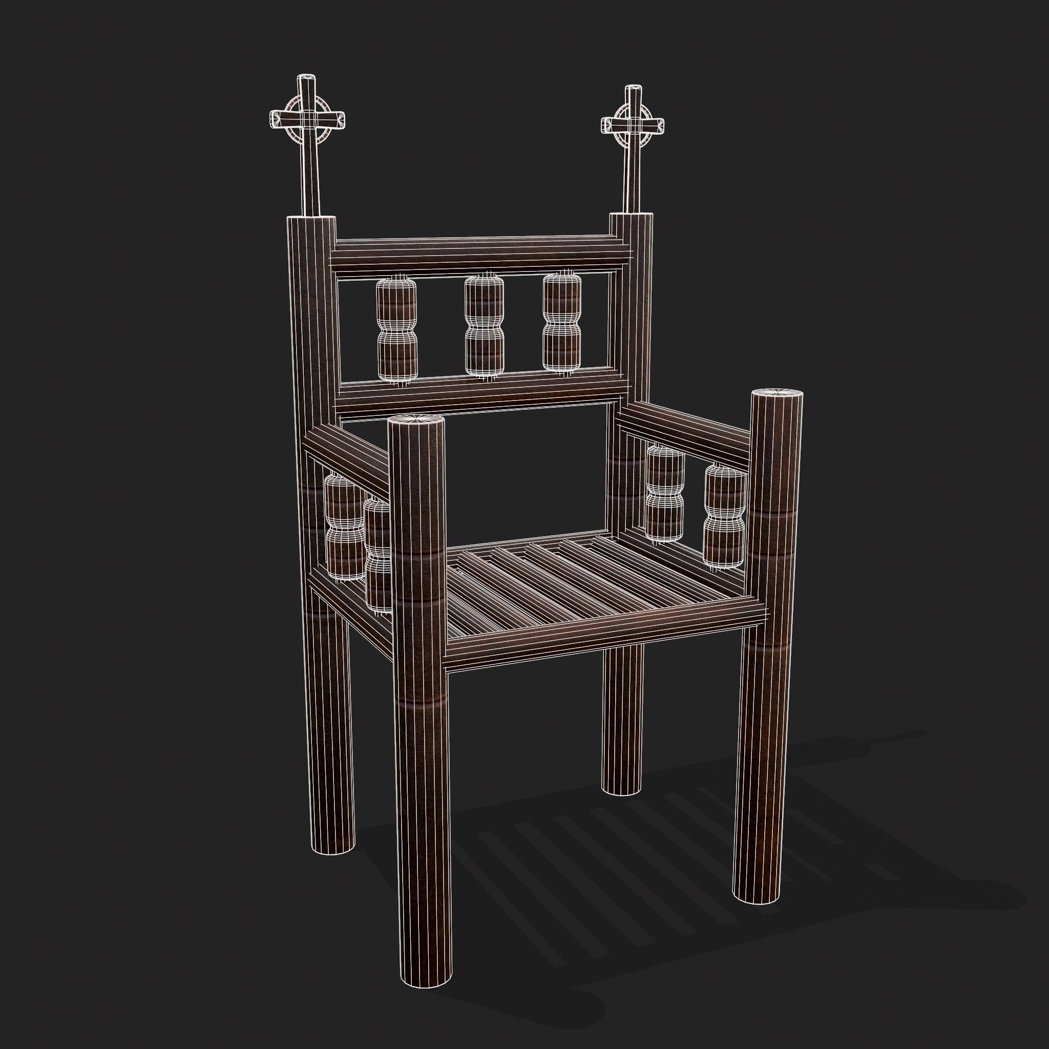 Elegant Cross Chair Low-poly 3D model_2