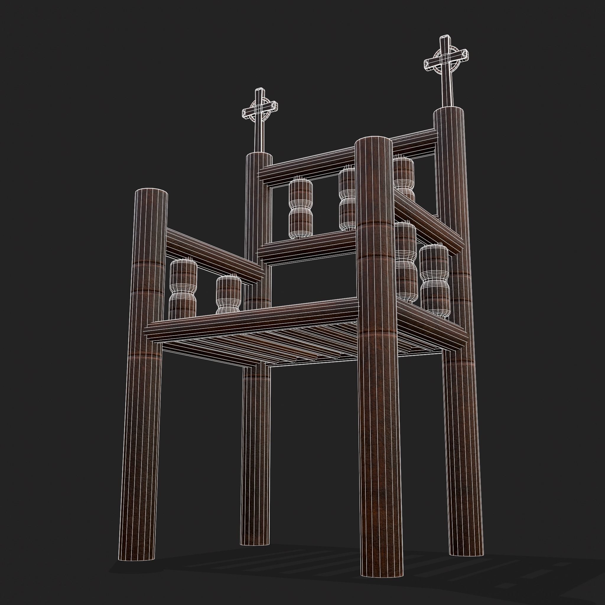 Elegant Cross Chair Low-poly 3D model_4