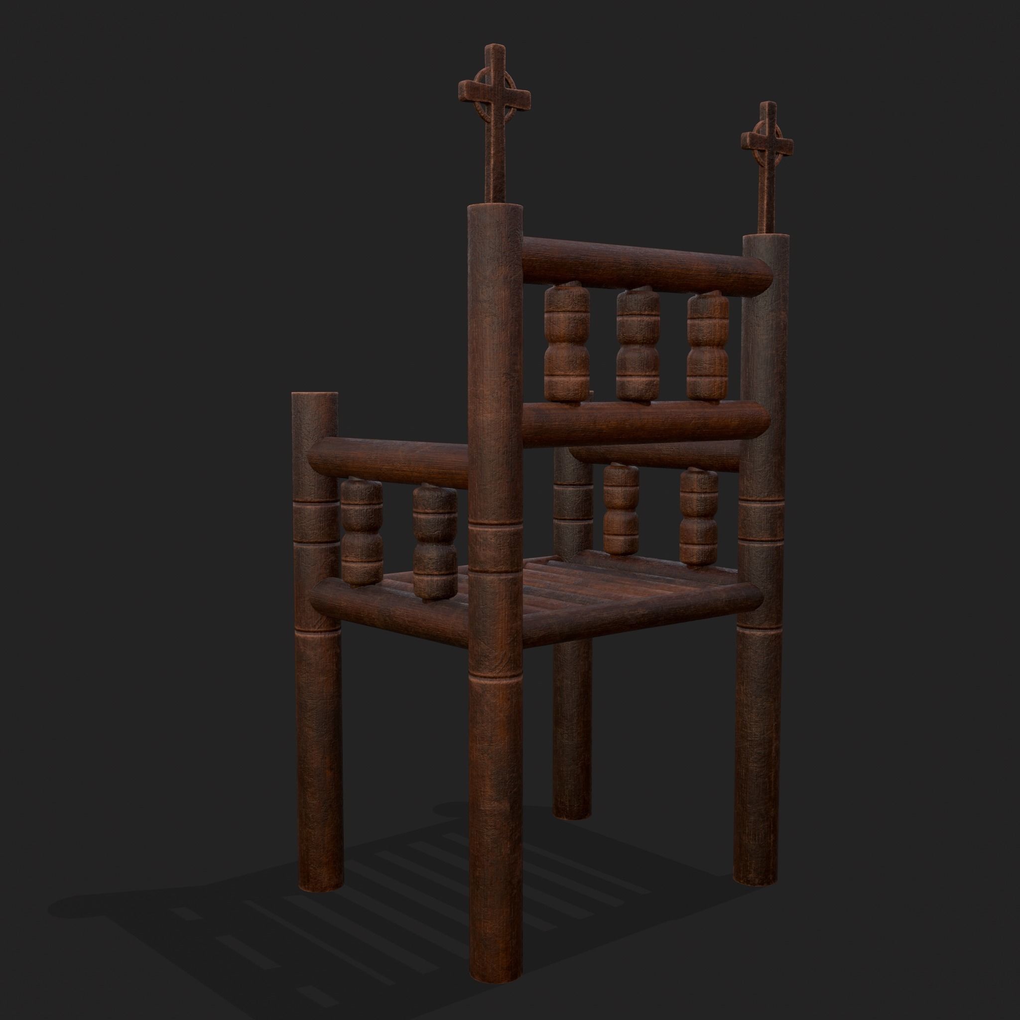 Elegant Cross Chair Low-poly 3D model_7