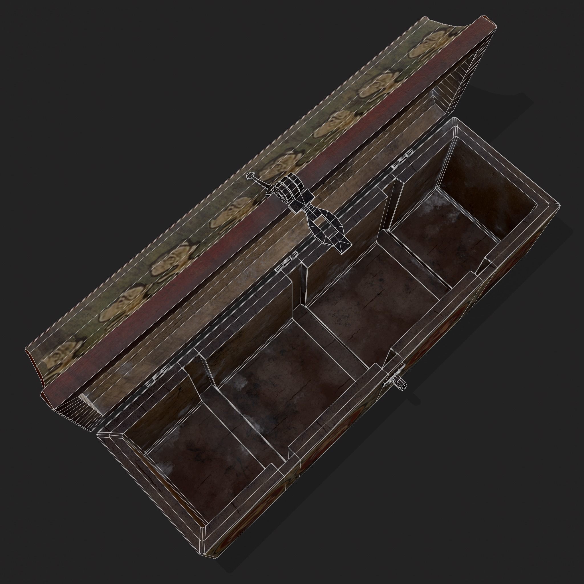 Painted Medieval Long Chest Low-poly 3D model_10