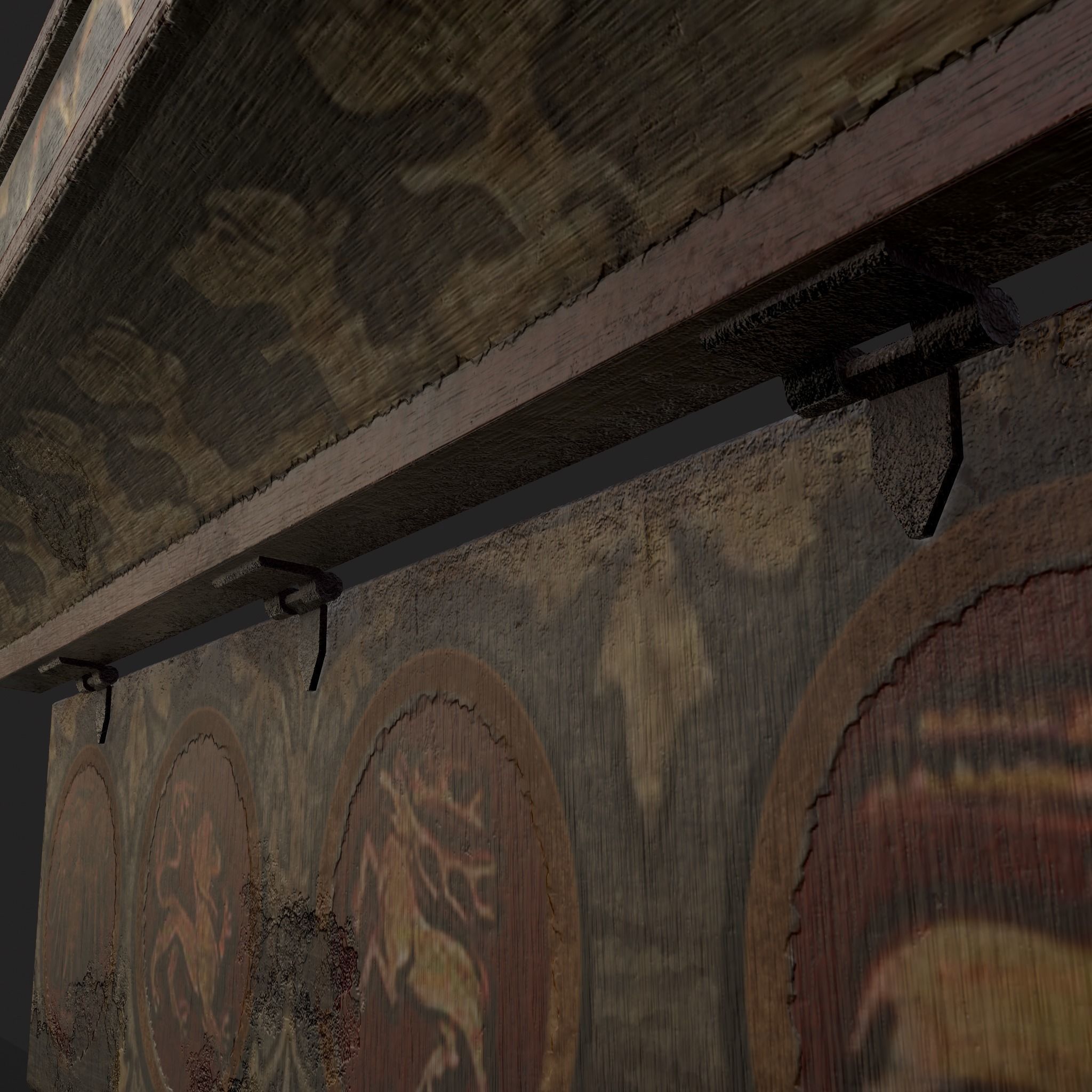 Painted Medieval Long Chest Low-poly 3D model_19