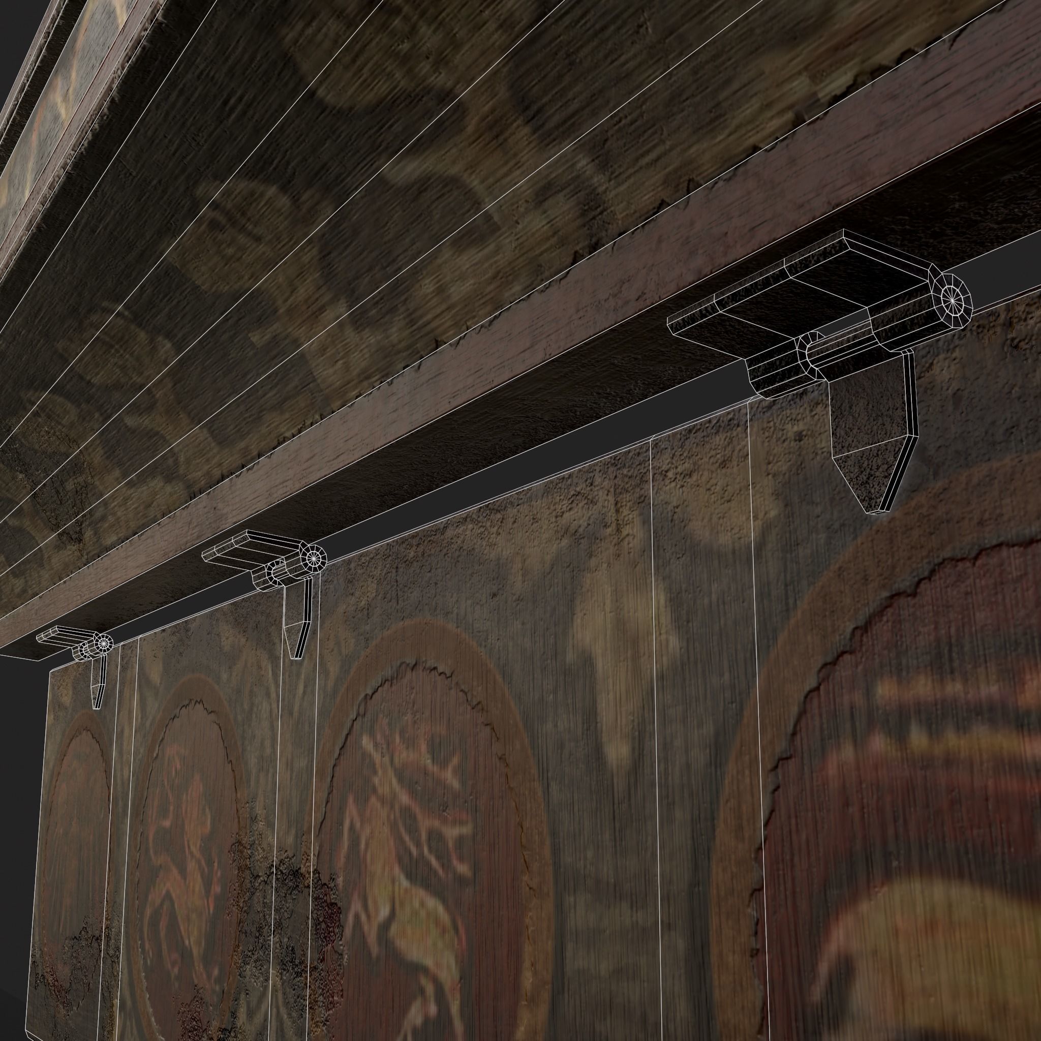 Painted Medieval Long Chest Low-poly 3D model_20