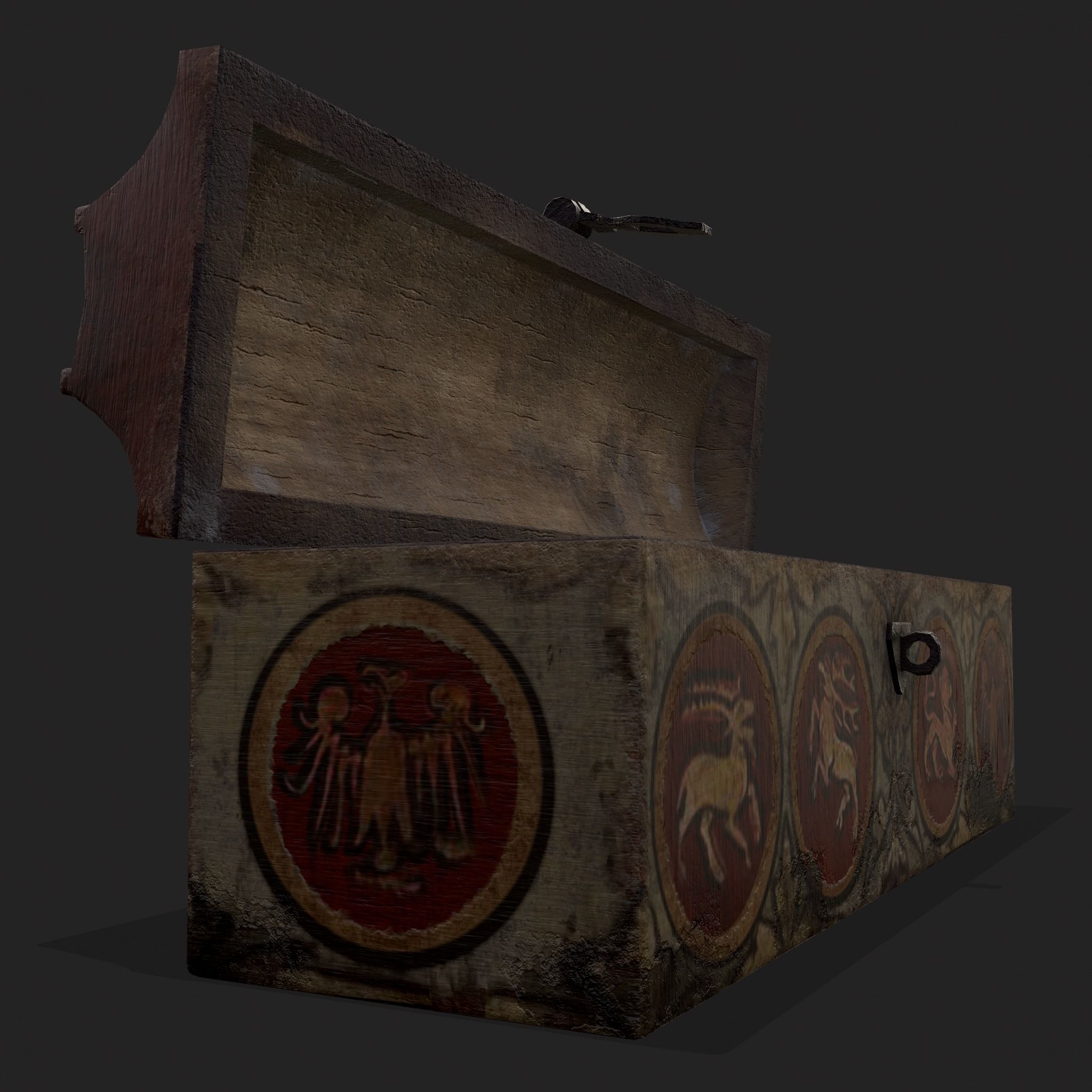 Painted Medieval Long Chest Low-poly 3D model_17