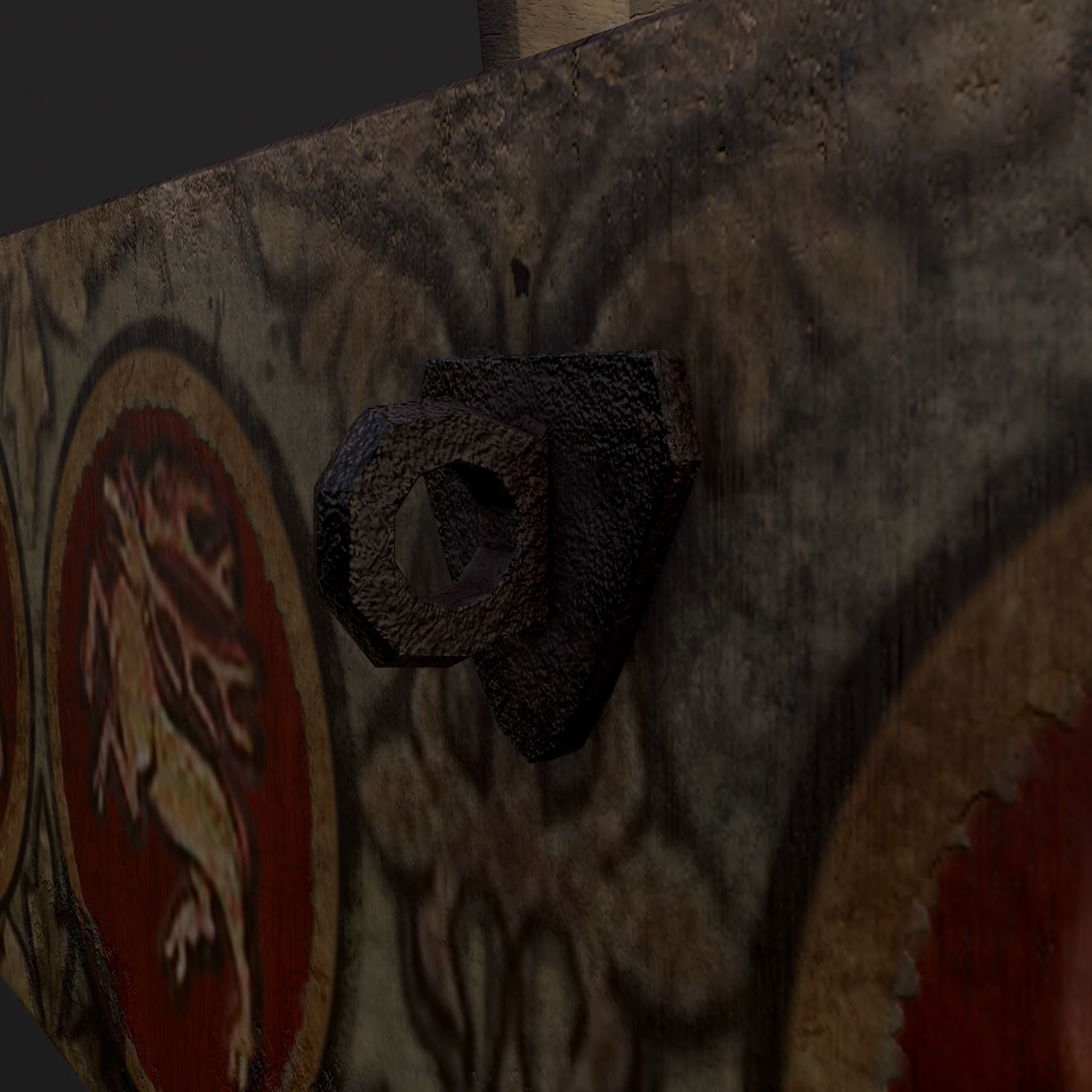 Painted Medieval Long Chest Low-poly 3D model_11