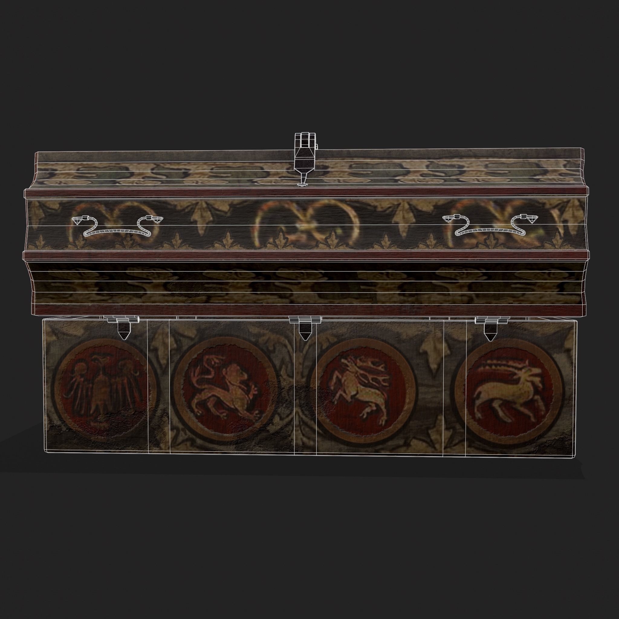 Painted Medieval Long Chest Low-poly 3D model_16