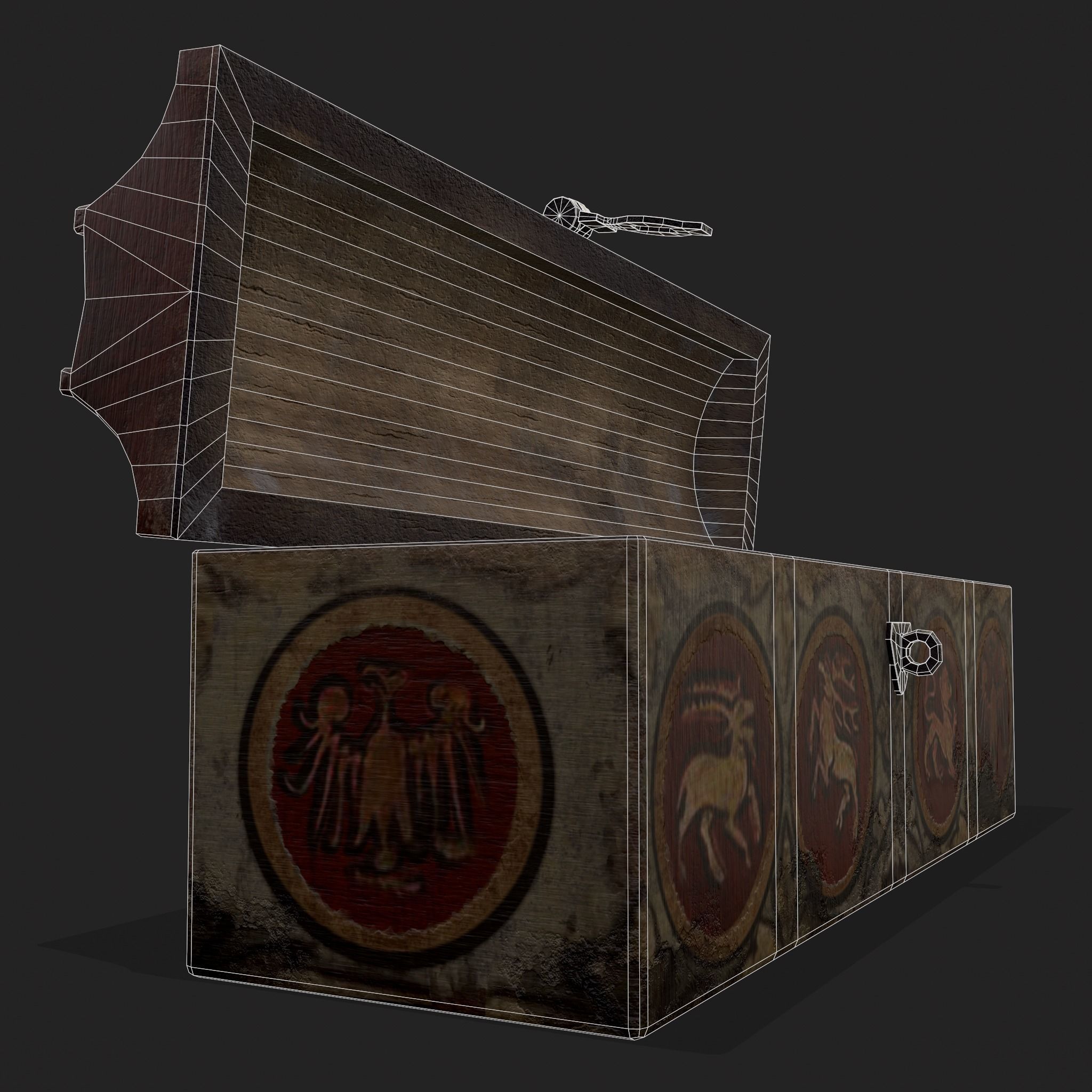Painted Medieval Long Chest Low-poly 3D model_18