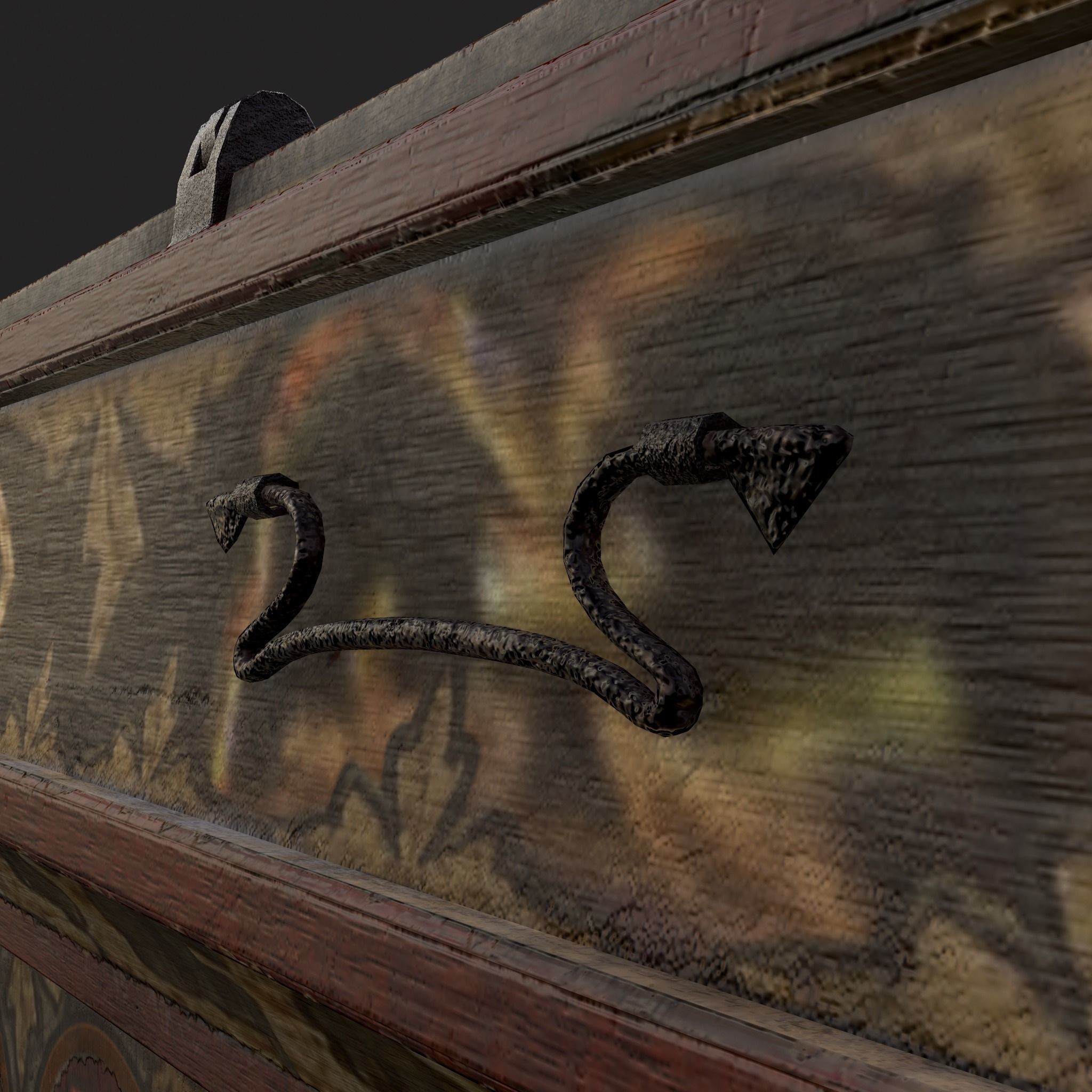 Painted Medieval Long Chest Low-poly 3D model_7