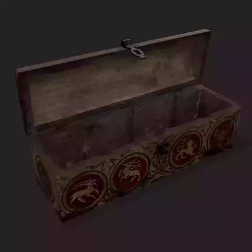 Painted Medieval Long Chest