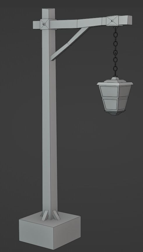Medieval Light Post  3D model_4