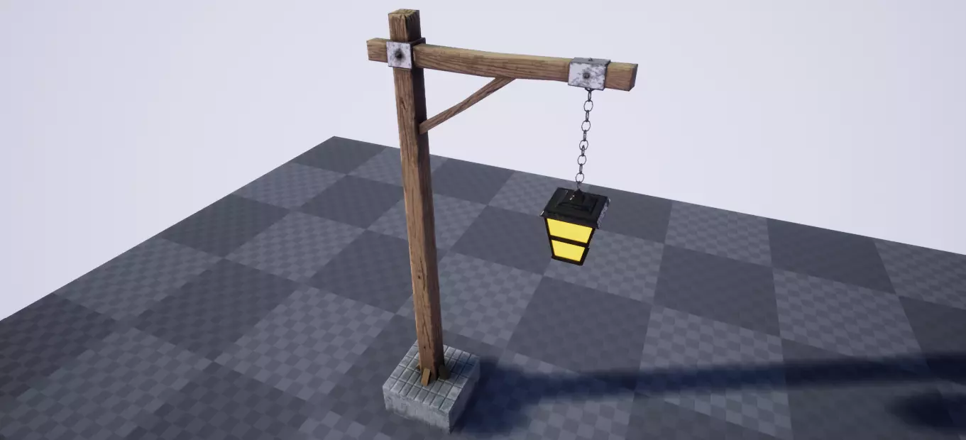 Medieval Light Post  3D model_0