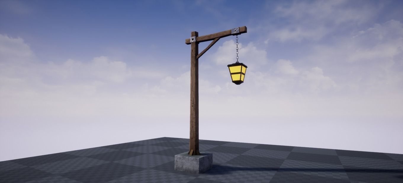 Medieval Light Post  3D model_1