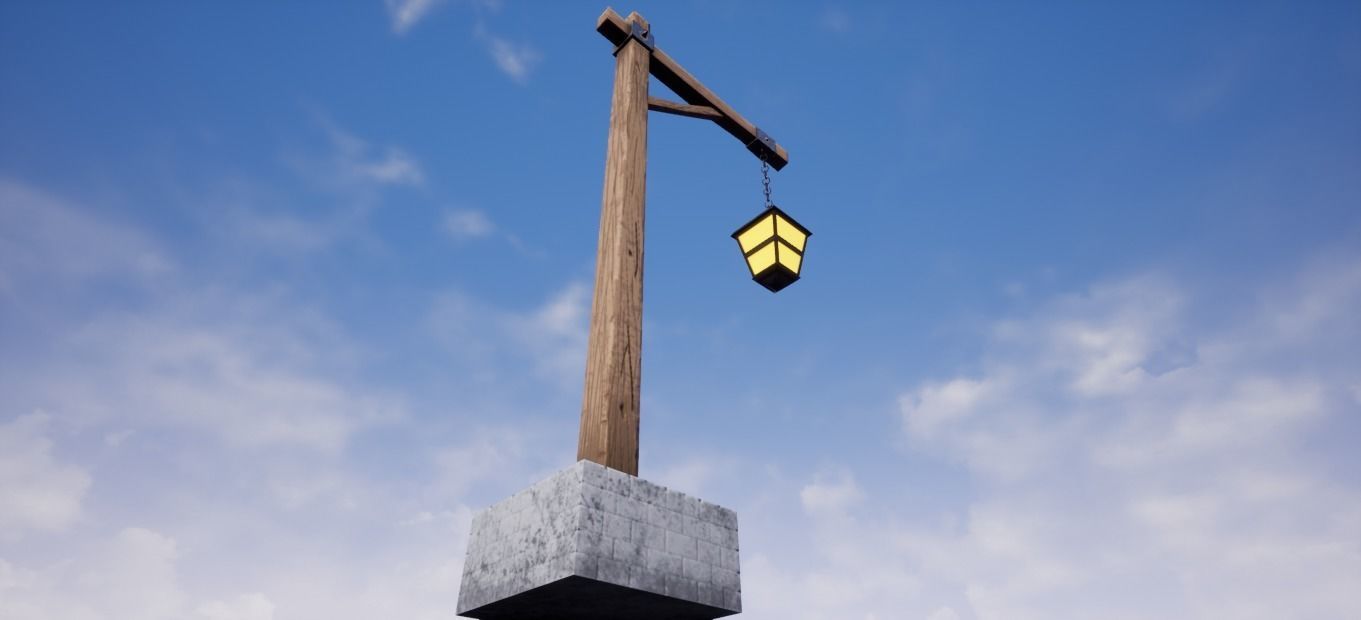 Medieval Light Post  3D model_3