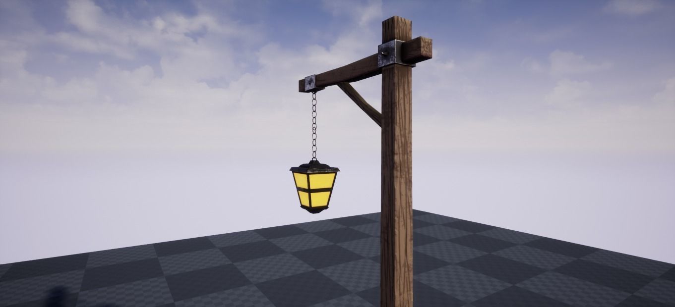 Medieval Light Post  3D model_2