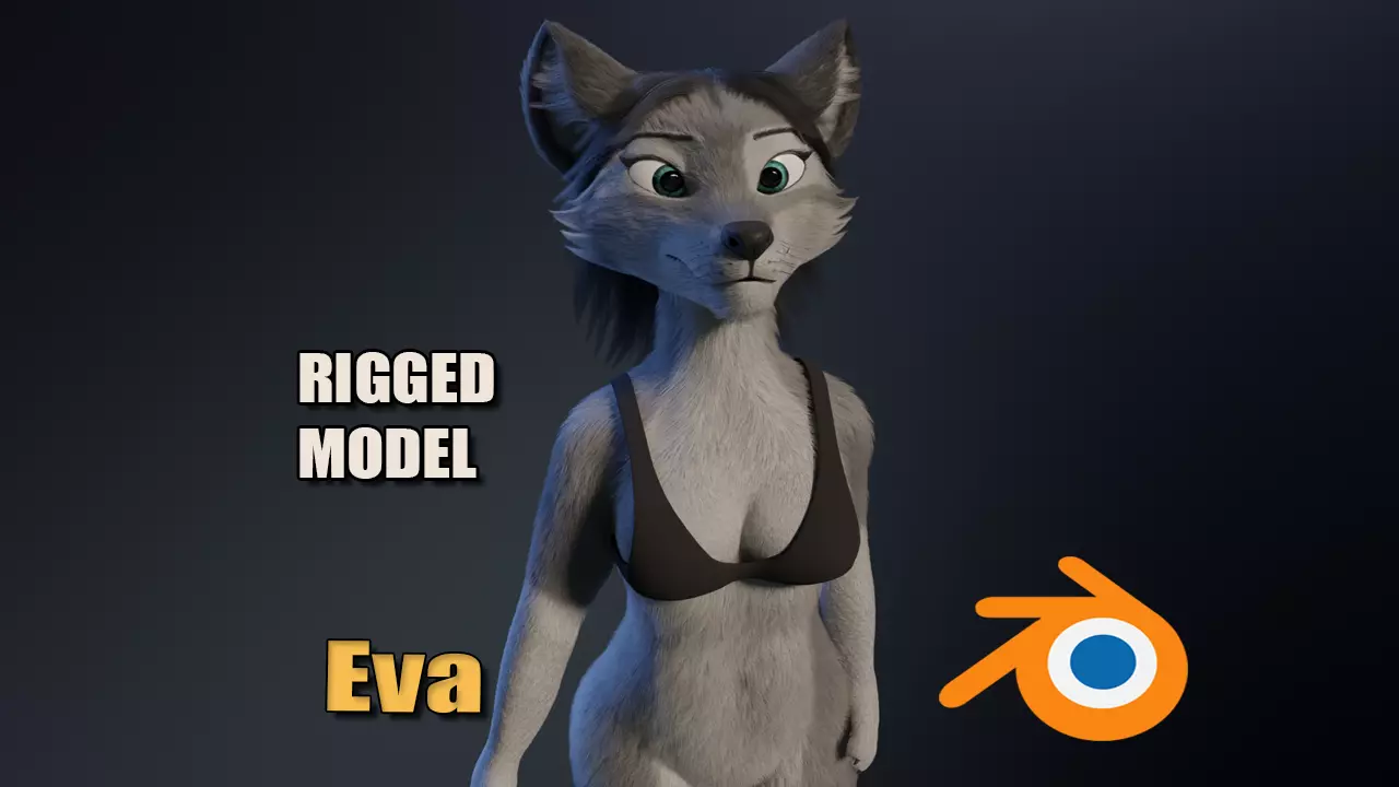 Eva Anthro wolf 3D model_0