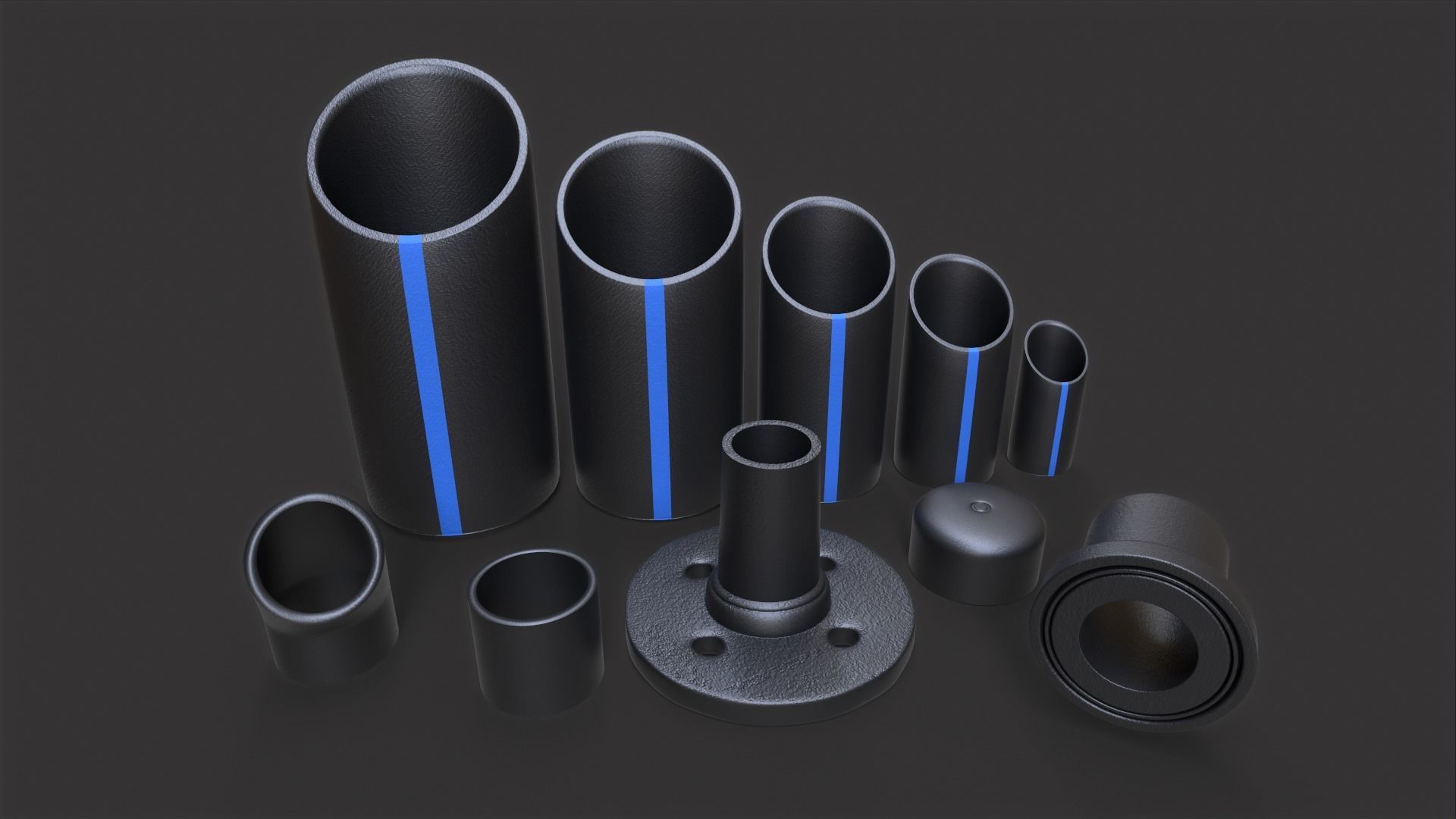 PVC Pipes Pack 3D model_1