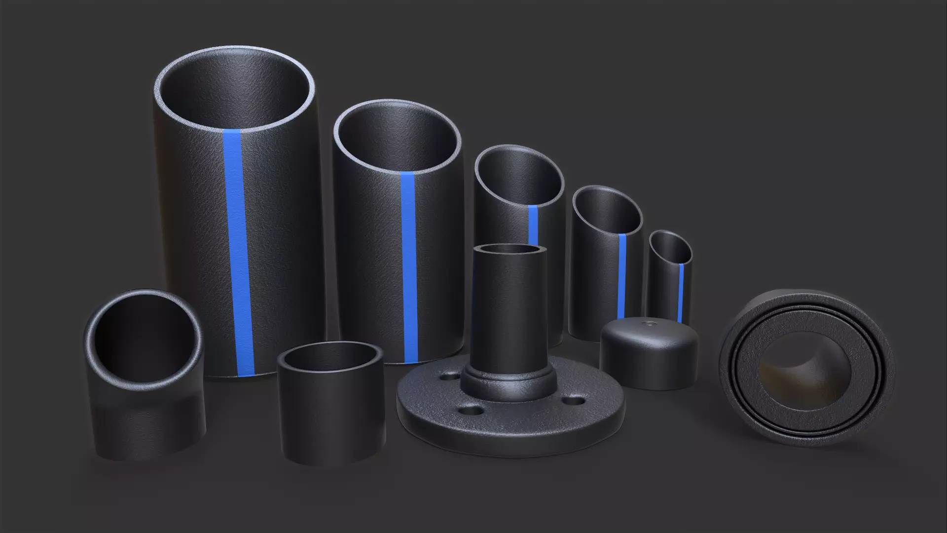 PVC Pipes Pack 3D model_0