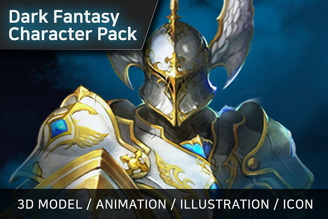 Dark Fantasy Character pack - Guardian Low-poly 3D model