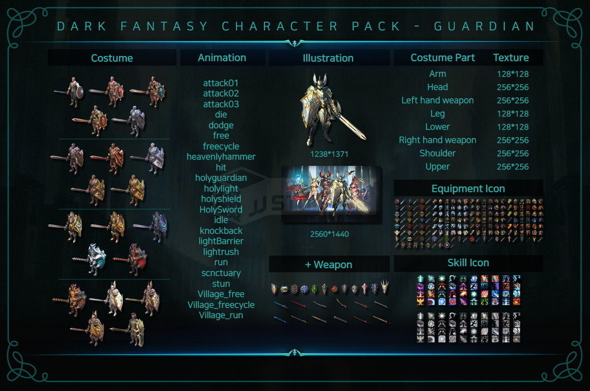 Dark Fantasy Character pack - Guardian Low-poly 3D model_11