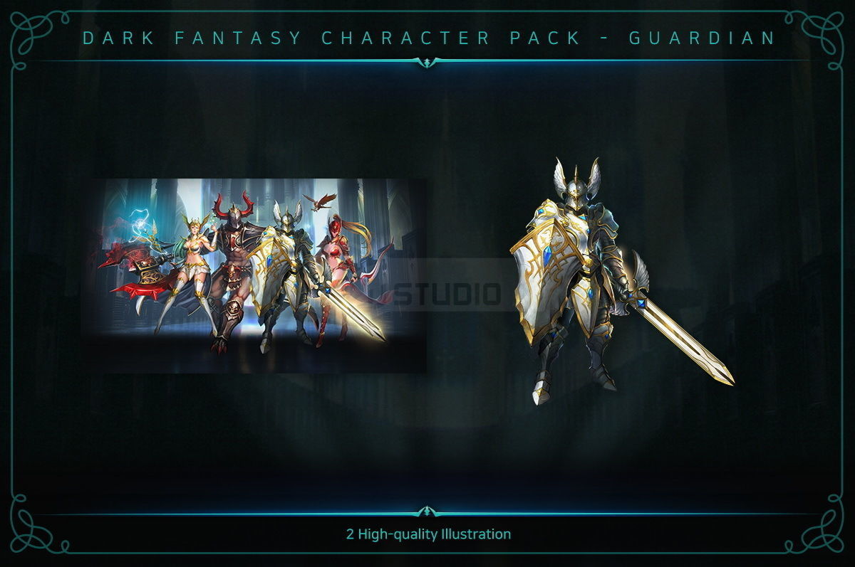 Dark Fantasy Character pack - Guardian Low-poly 3D model_10