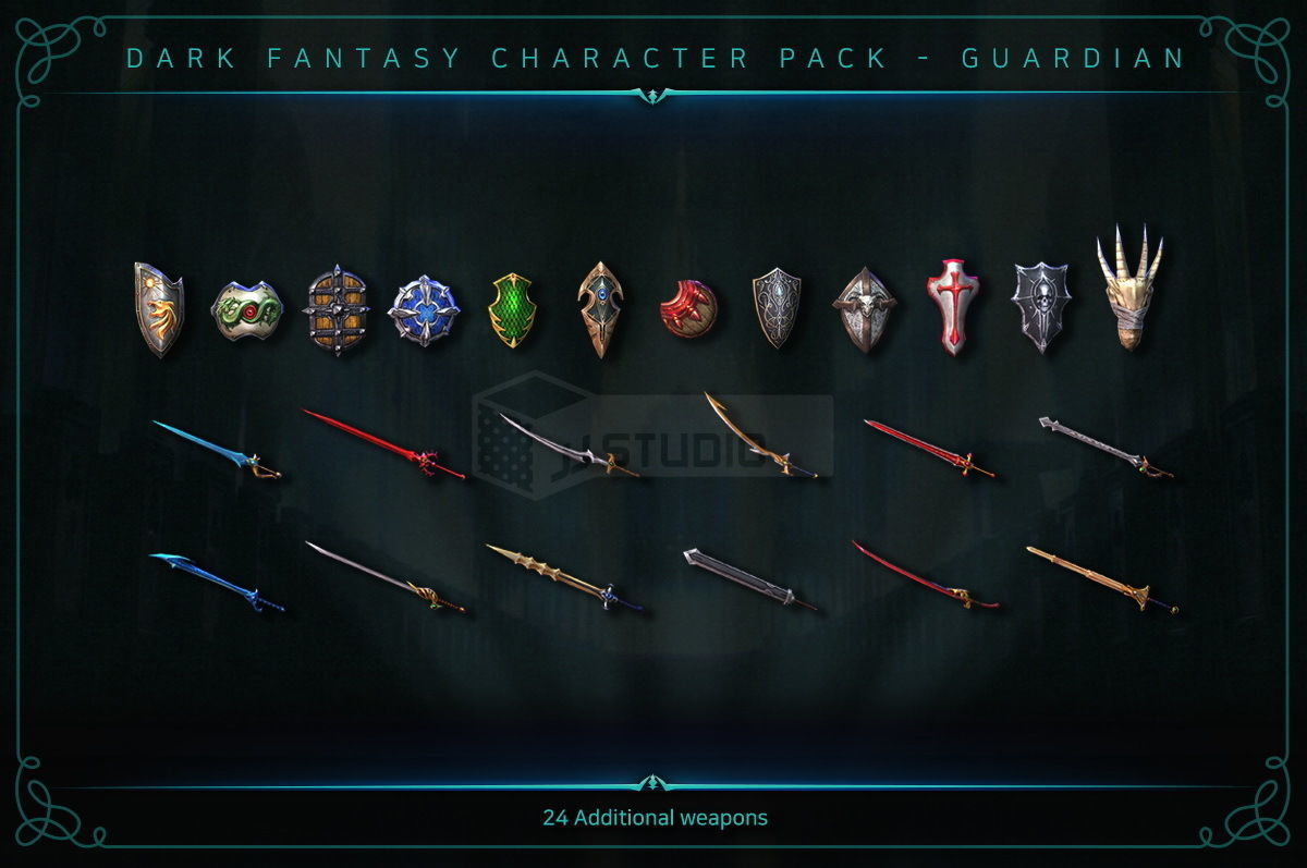 Dark Fantasy Character pack - Guardian Low-poly 3D model_7