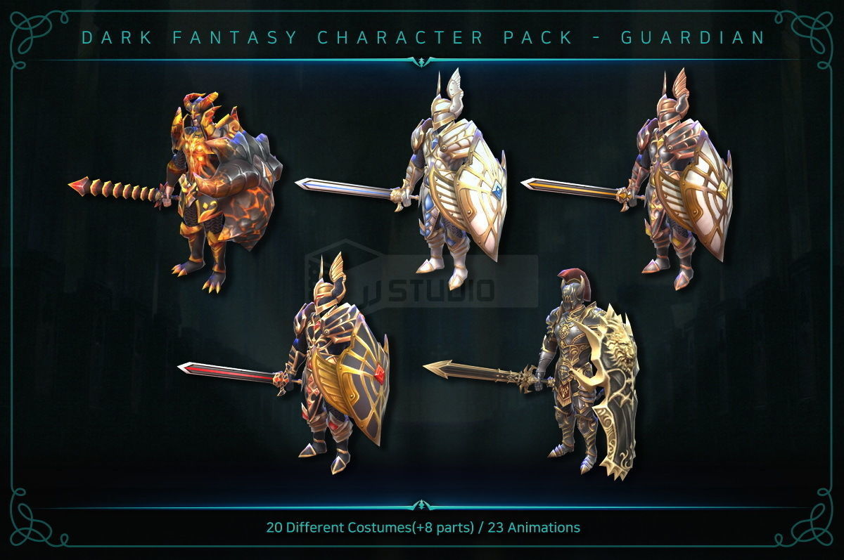 Dark Fantasy Character pack - Guardian Low-poly 3D model_6