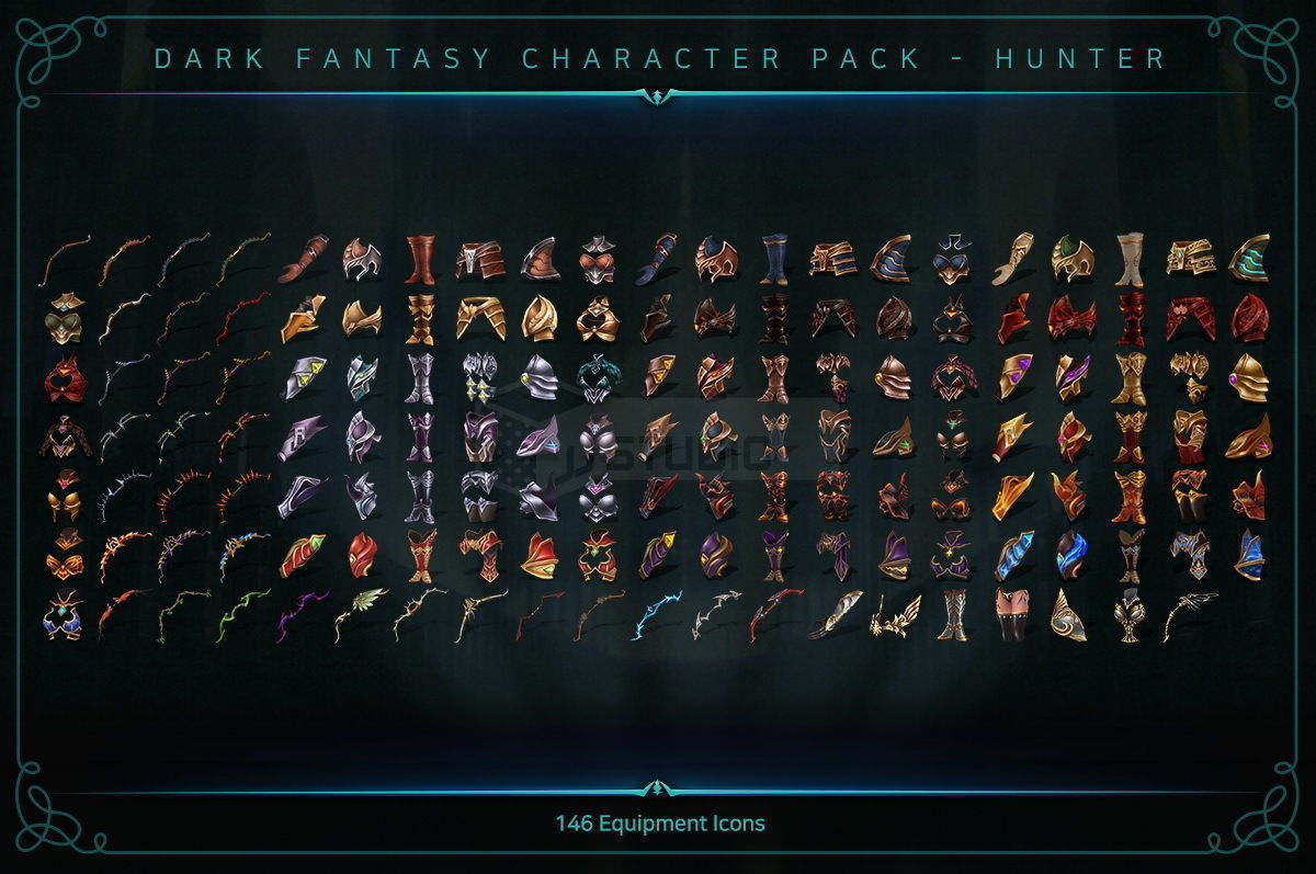 Dark Fantasy Character pack - Hunter Low-poly 3D model_8