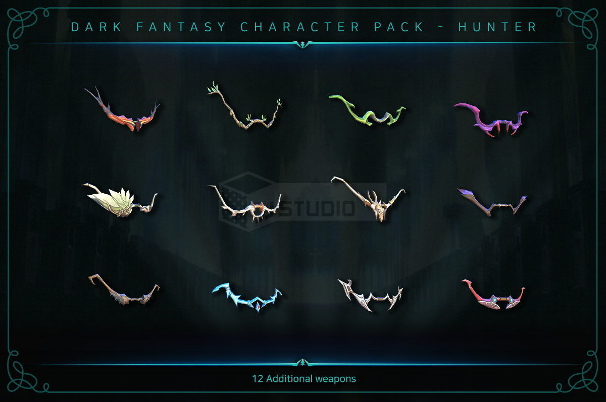 Dark Fantasy Character pack - Hunter Low-poly 3D model_7