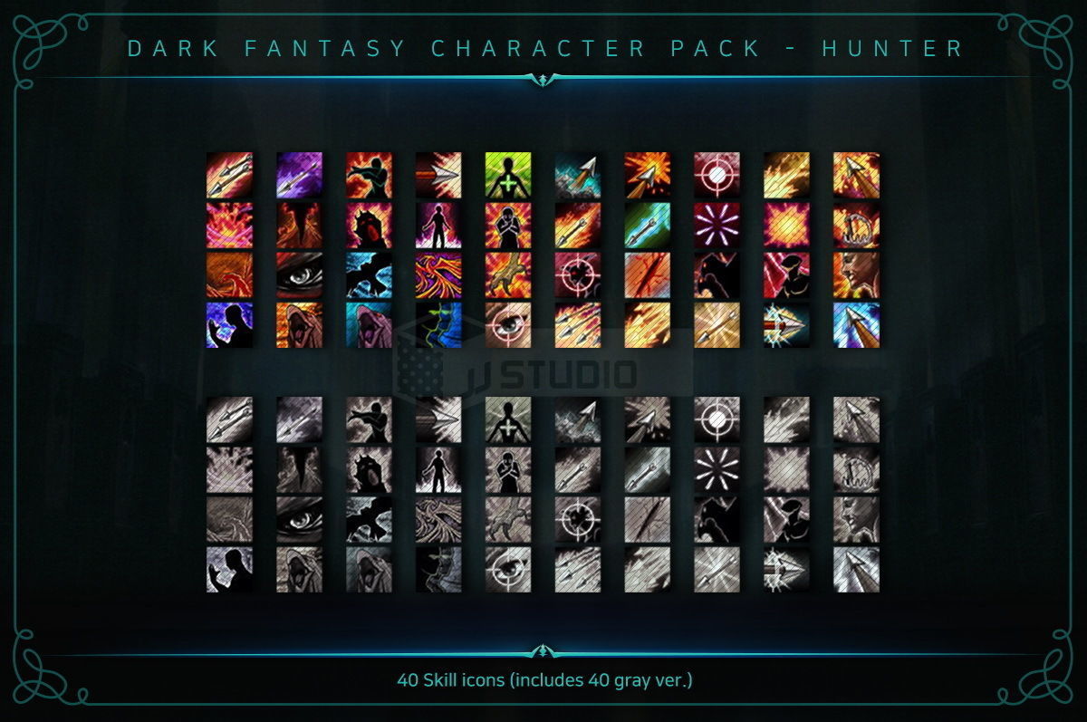 Dark Fantasy Character pack - Hunter Low-poly 3D model_9