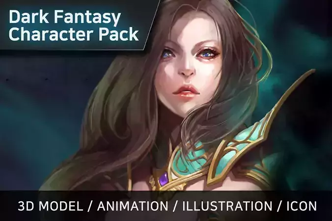 Dark Fantasy Character pack - Mage Low-poly 3D model