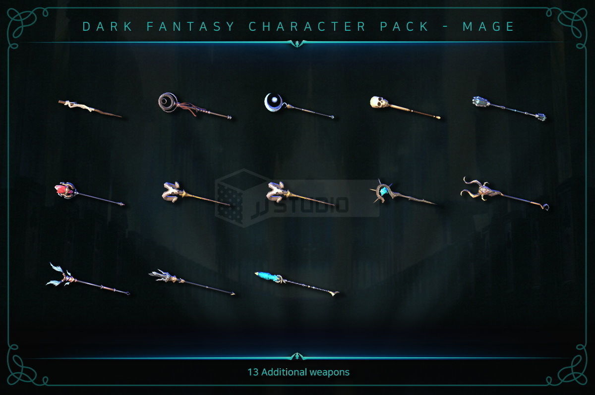 Dark Fantasy Character pack - Mage Low-poly 3D model_7