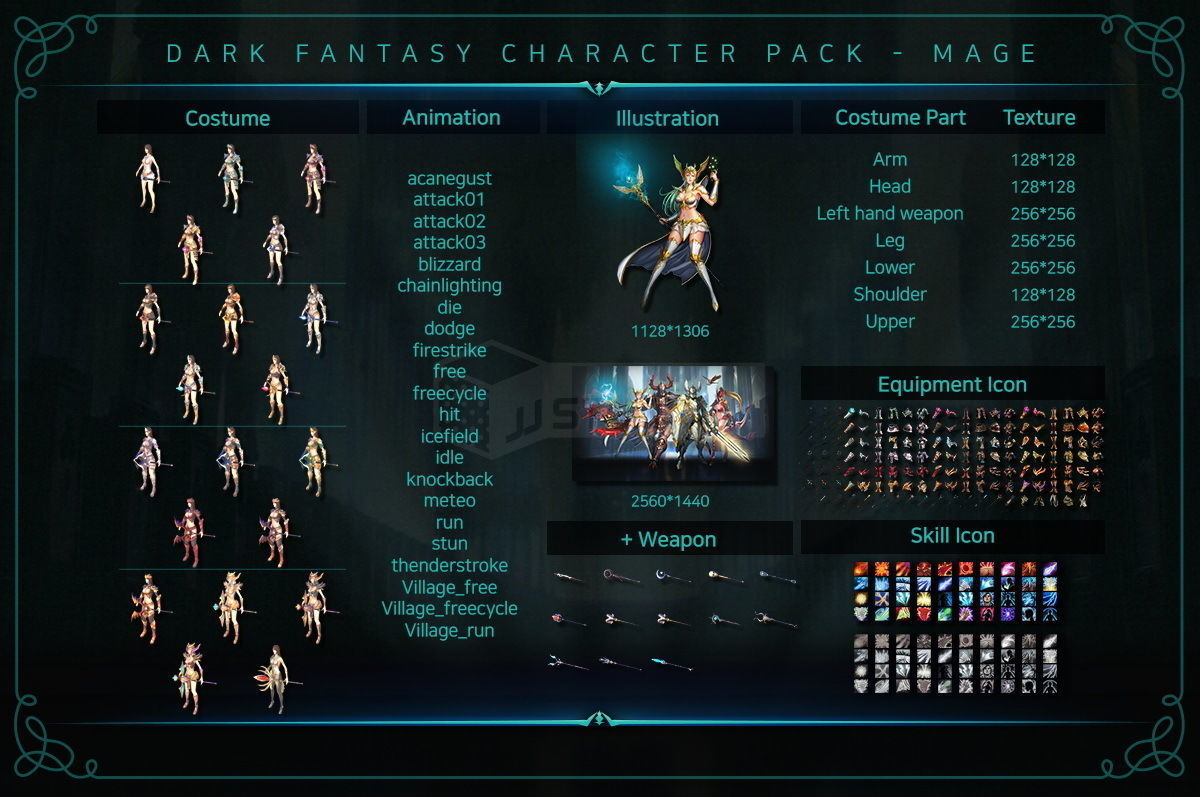 Dark Fantasy Character pack - Mage Low-poly 3D model_11