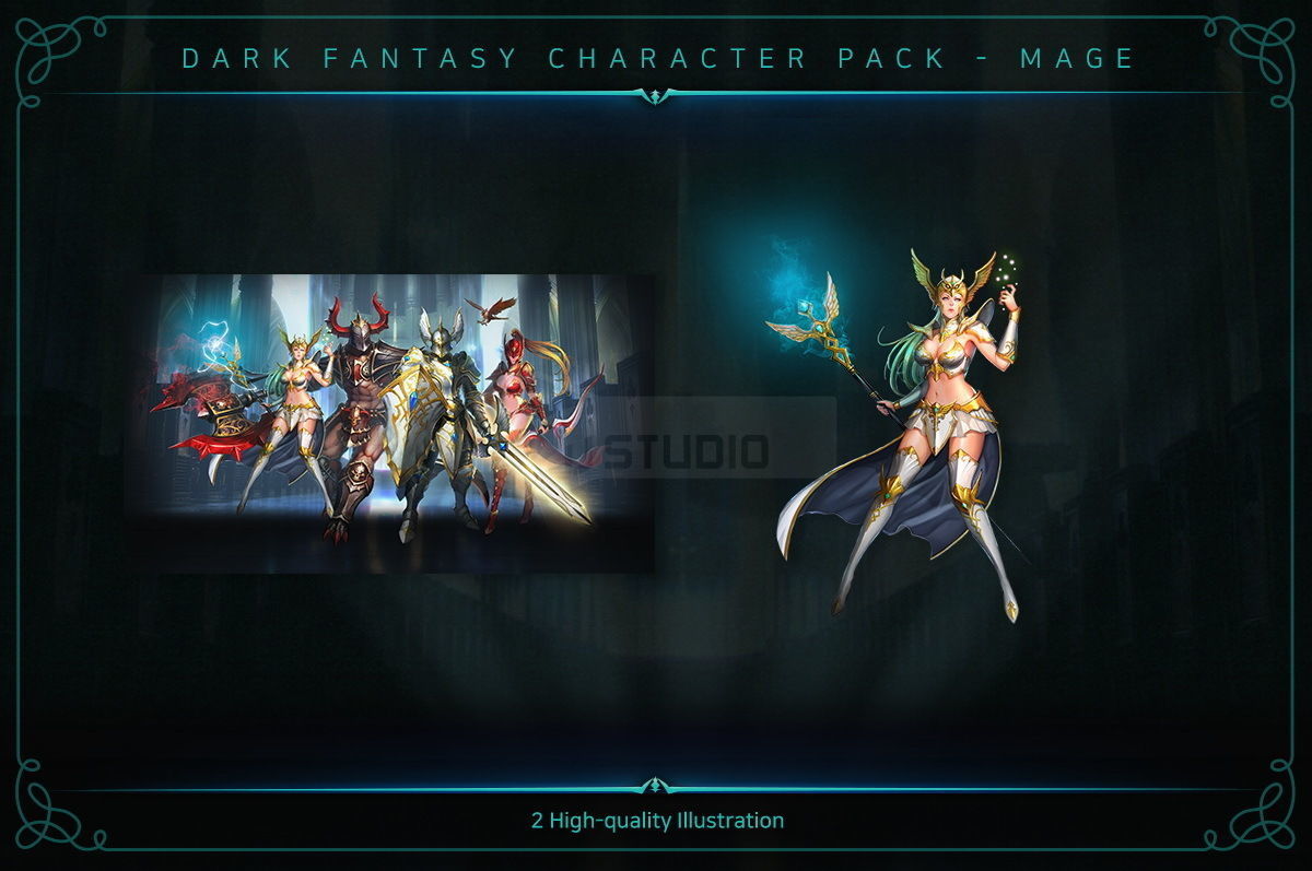 Dark Fantasy Character pack - Mage Low-poly 3D model_10