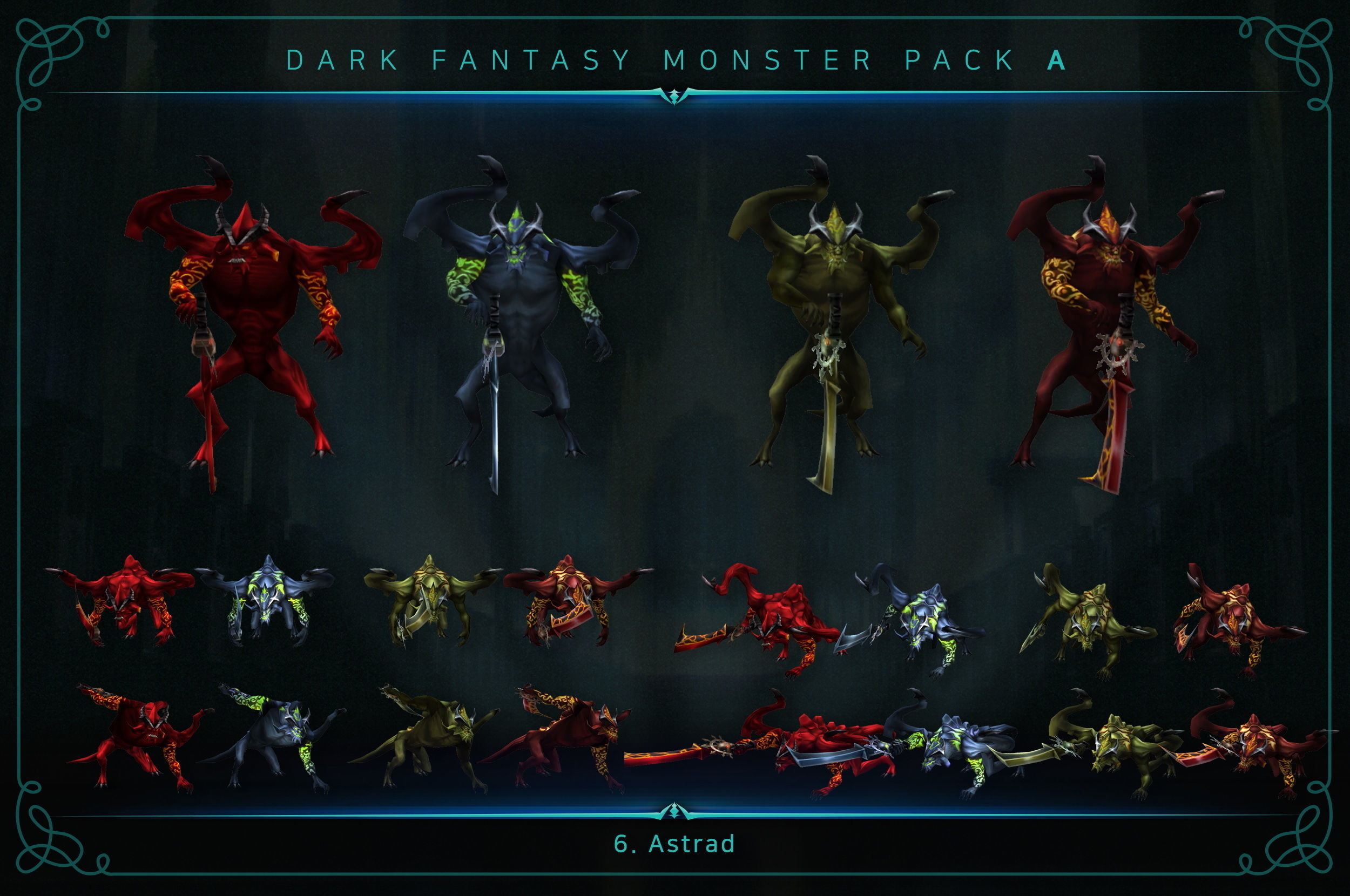 Dark Fantasy Monster Pack A Low-poly 3D model_4