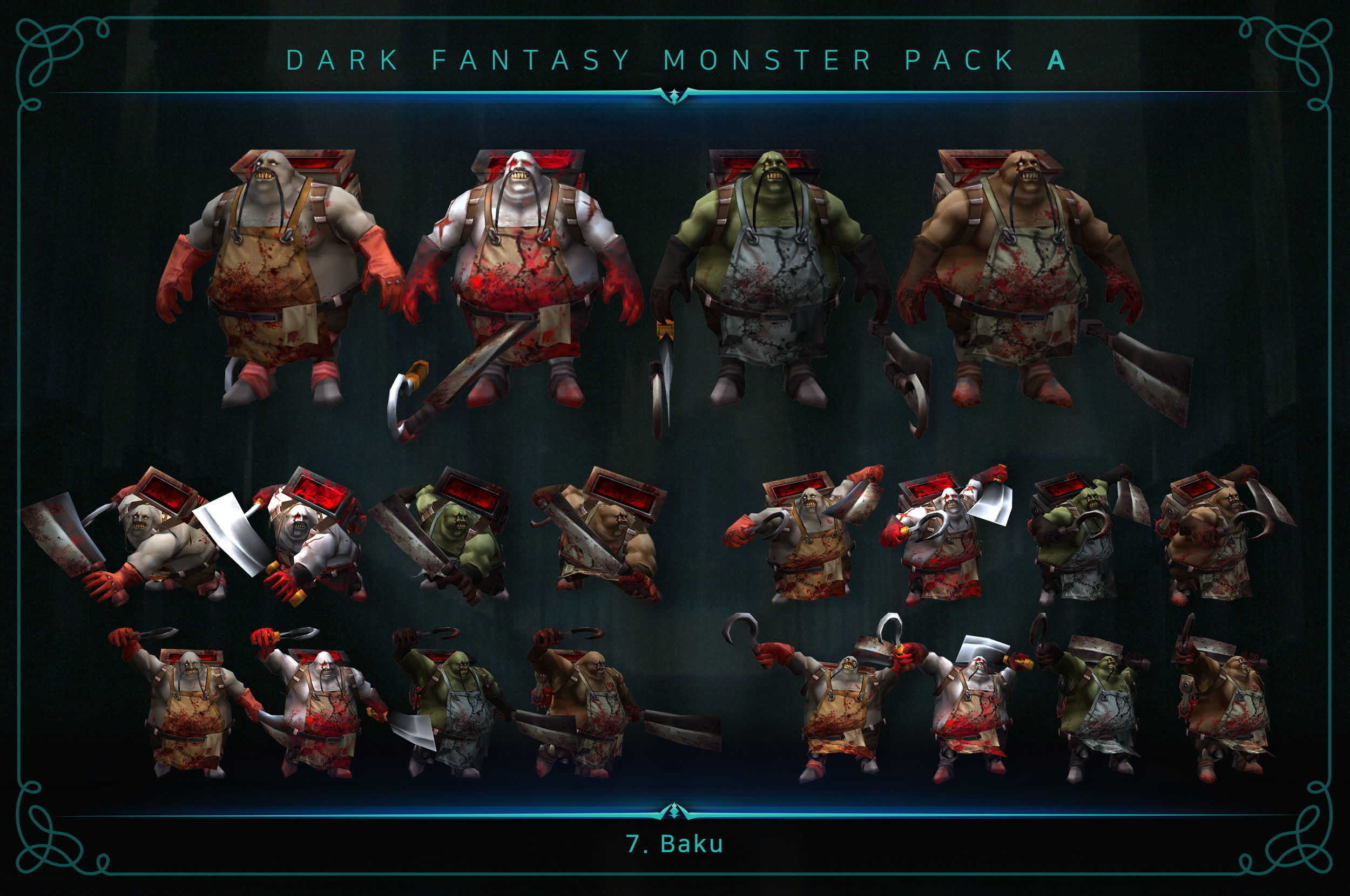 Dark Fantasy Monster Pack A Low-poly 3D model_9