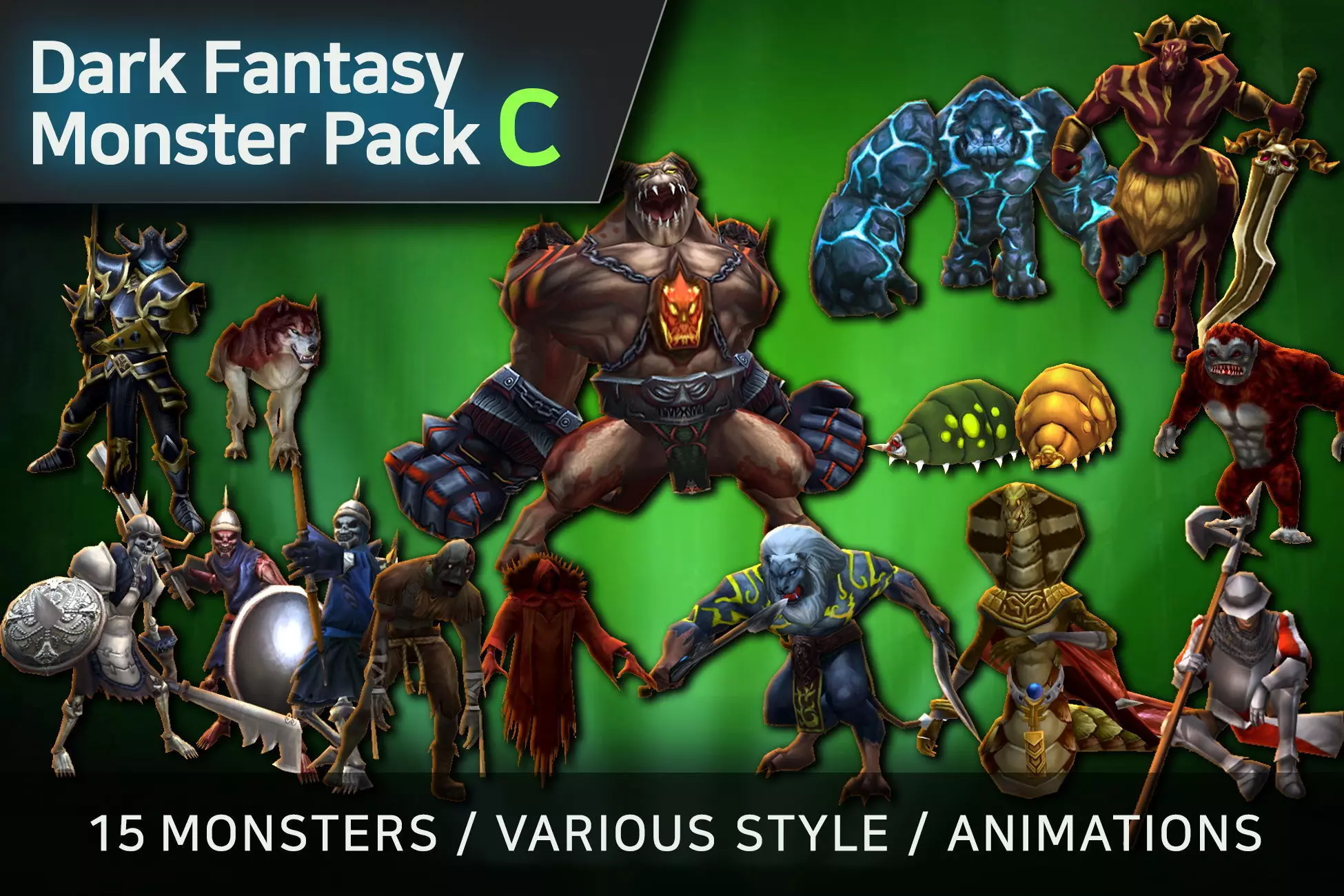 Dark Fantasy Monster Pack C Low-poly 3D model_0