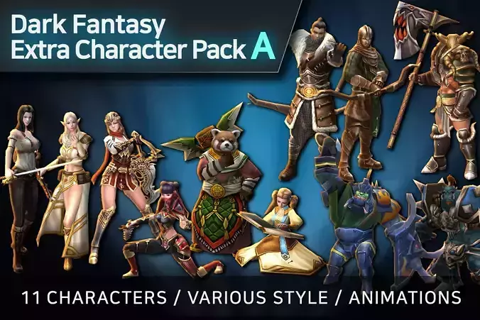 Dark Fantasy Extra Character Pack A Low-poly 3D model