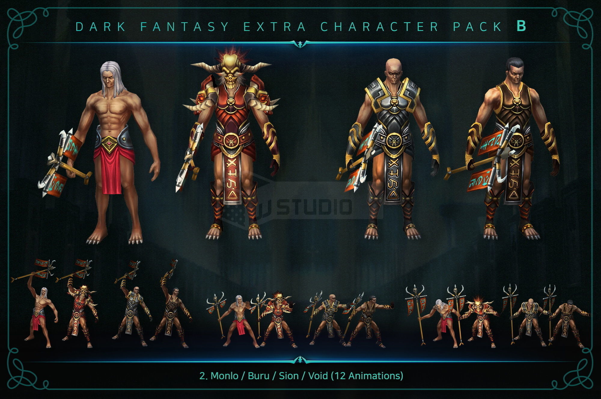 Dark Fantasy Extra Character Pack B Low-poly 3D model_3