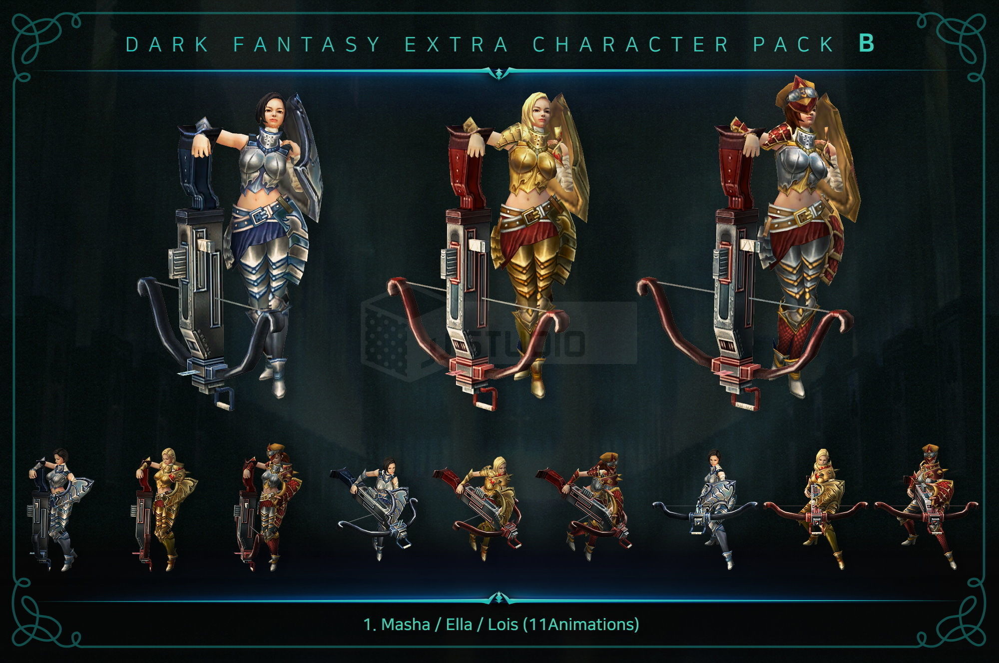 Dark Fantasy Extra Character Pack B Low-poly 3D model_2
