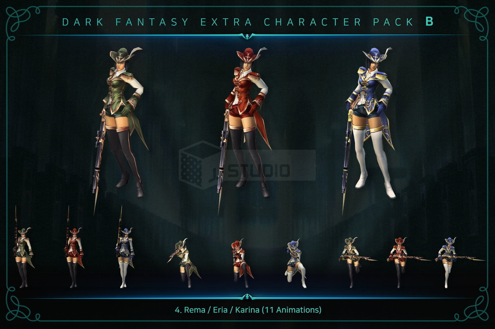 Dark Fantasy Extra Character Pack B Low-poly 3D model_5