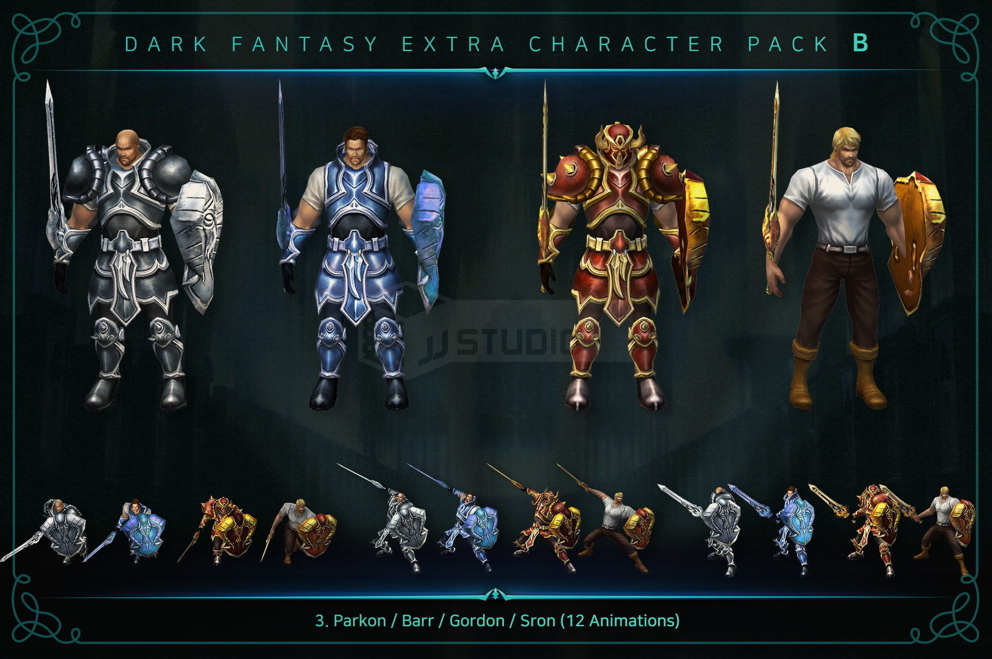 Dark Fantasy Extra Character Pack B Low-poly 3D model_4