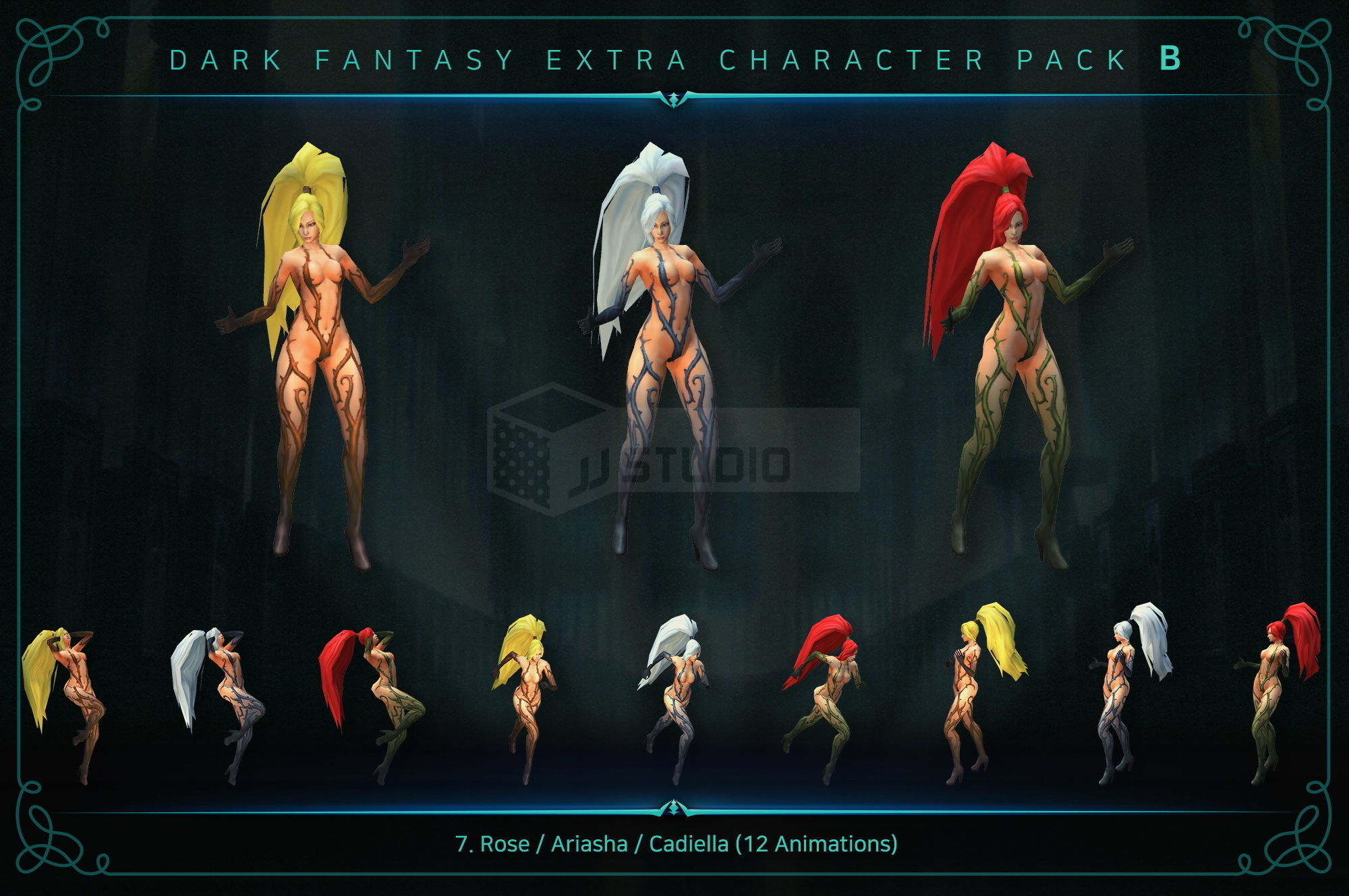 Dark Fantasy Extra Character Pack B Low-poly 3D model_8