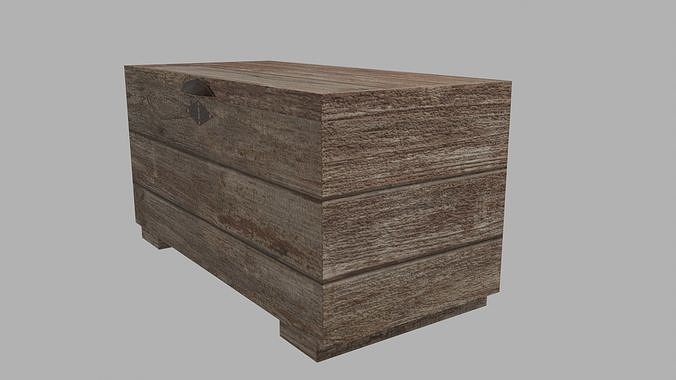 Wooden Chest - Rigged - Animated Low-poly 3D model